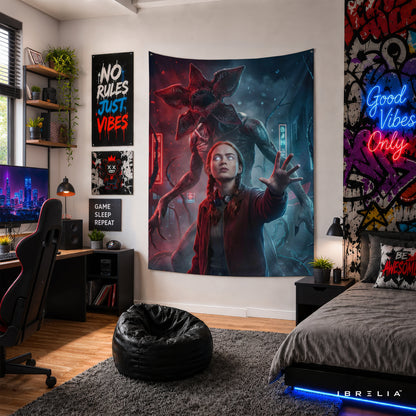 Stranger Things Demogorgon Wall Tapestry – Eleven vs Demogorgon Wall Hanging