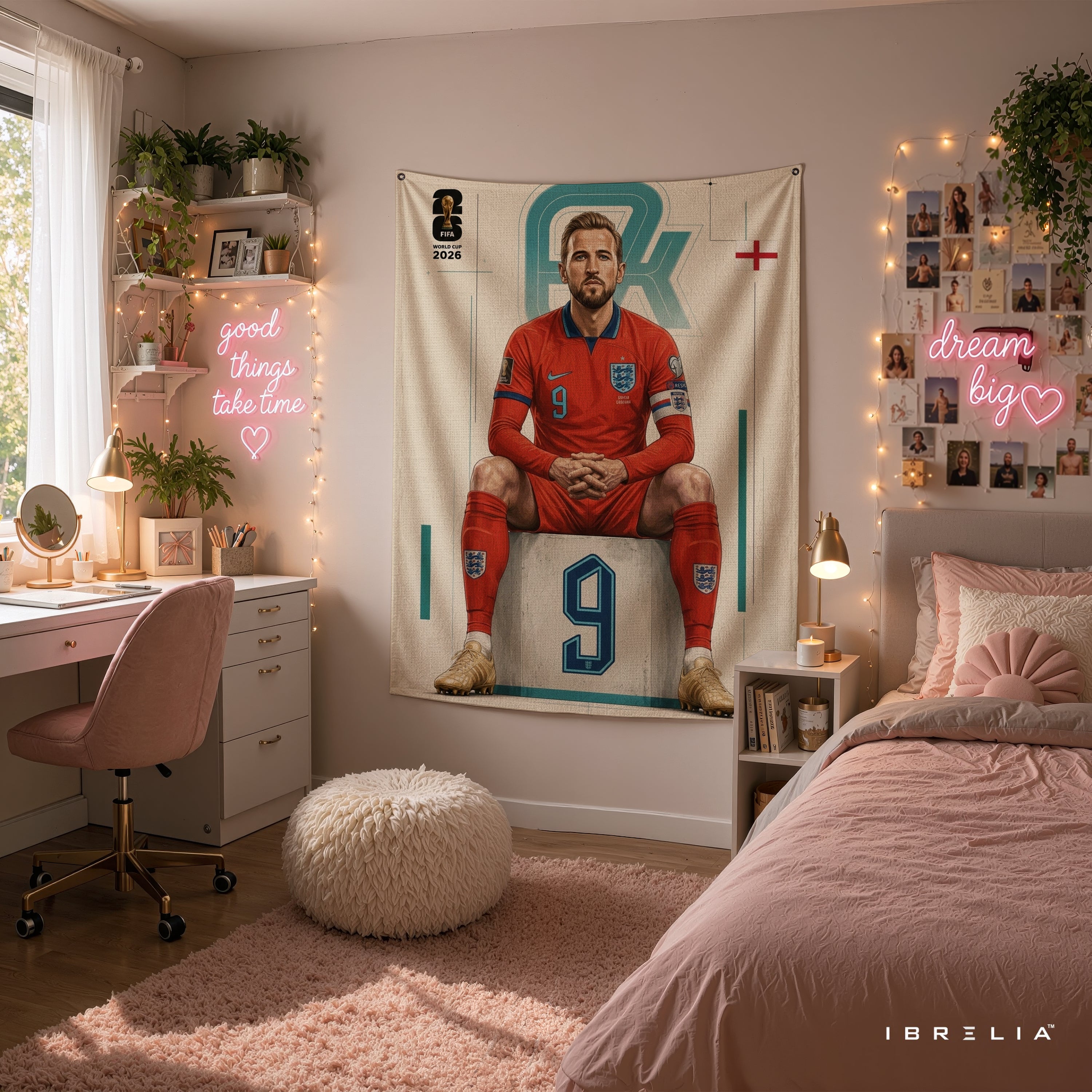 Harry Kane England 2026 Wall Tapestry | Premium Heavyweight Jute Fabric Wall Hanging