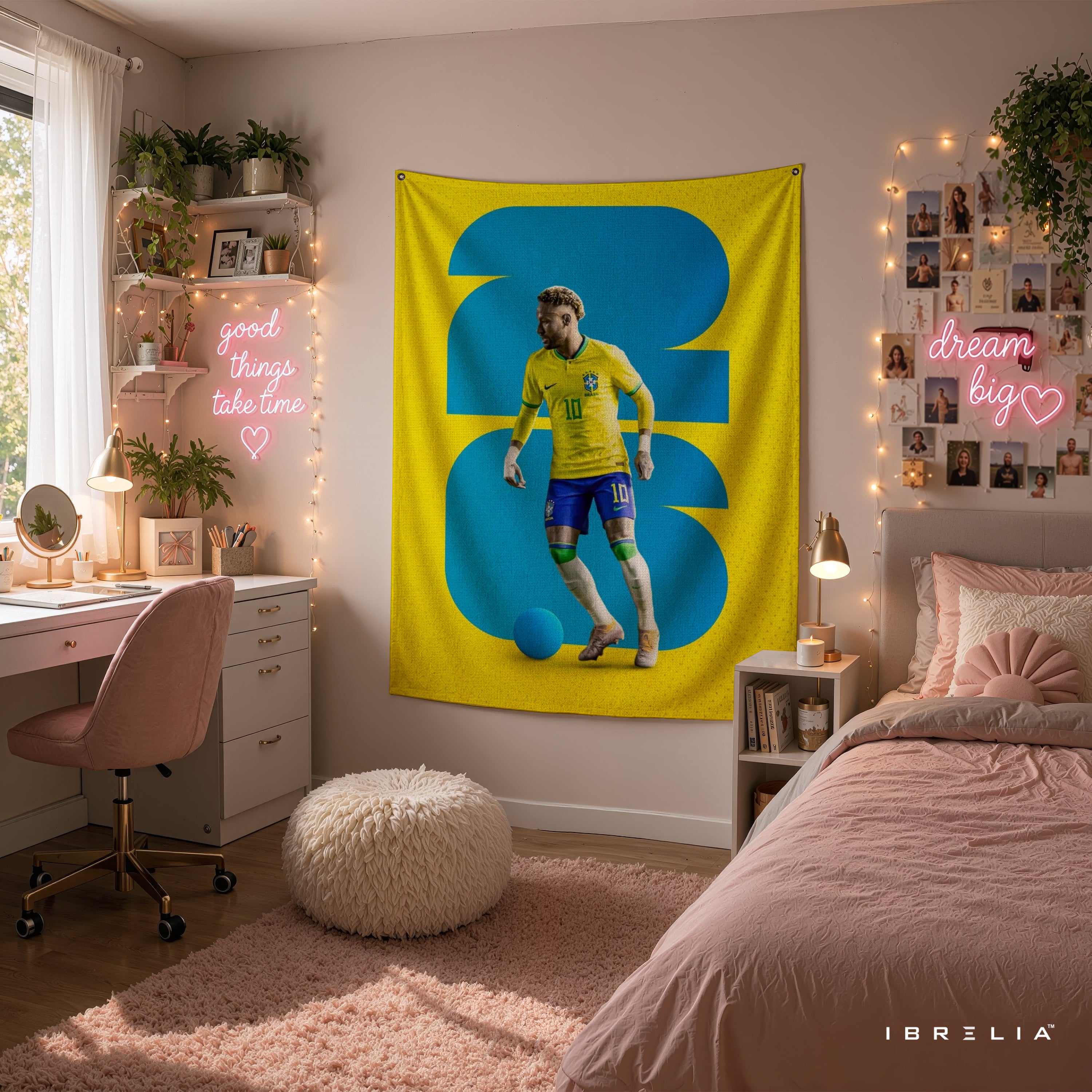 Neymar Brazil Number 10 Wall Tapestry | Premium Heavyweight Jute Fabric Wall Hanging