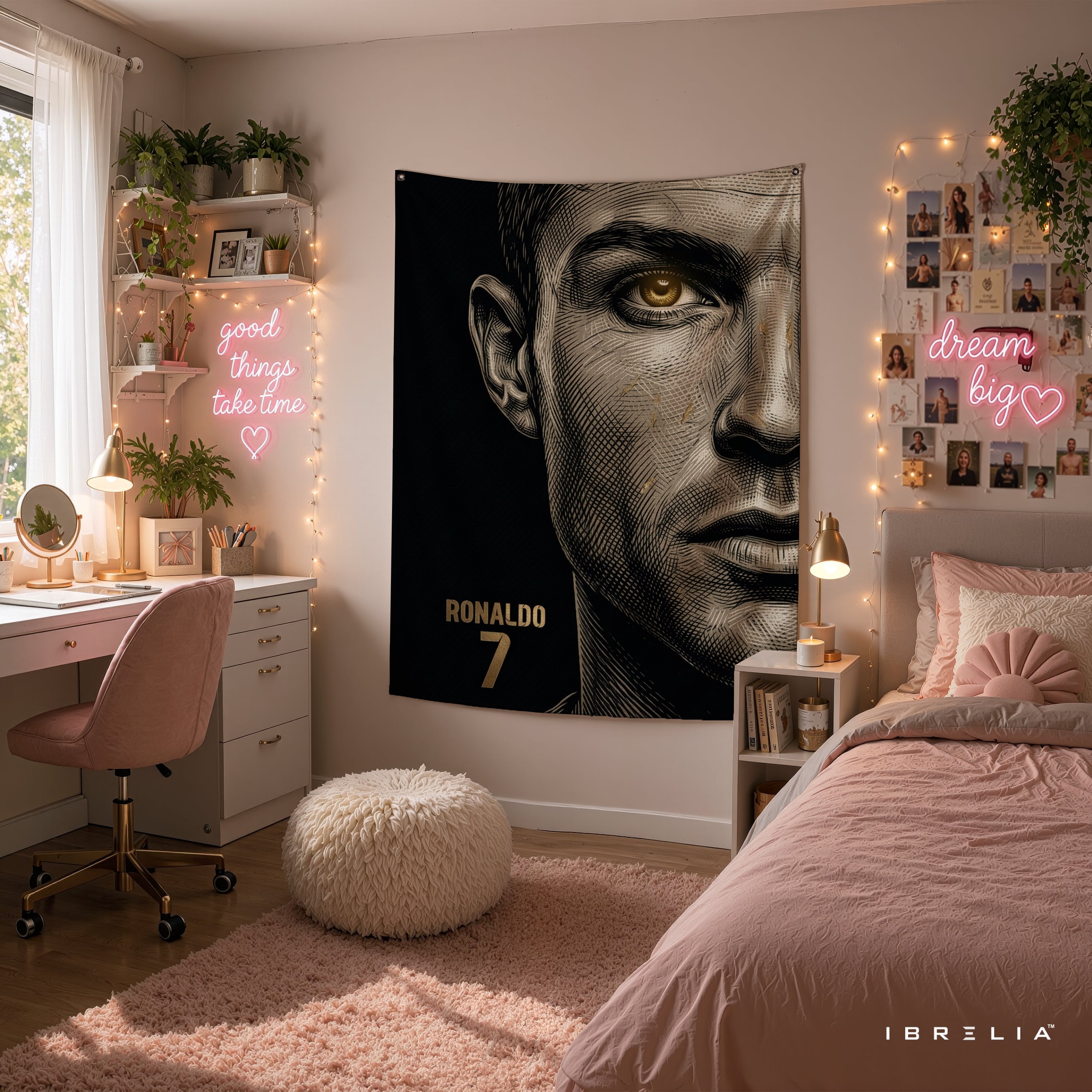 Cristiano Ronaldo Minimalist Portrait Wall Tapestry | Premium Heavyweight Jute Fabric Wall Hanging