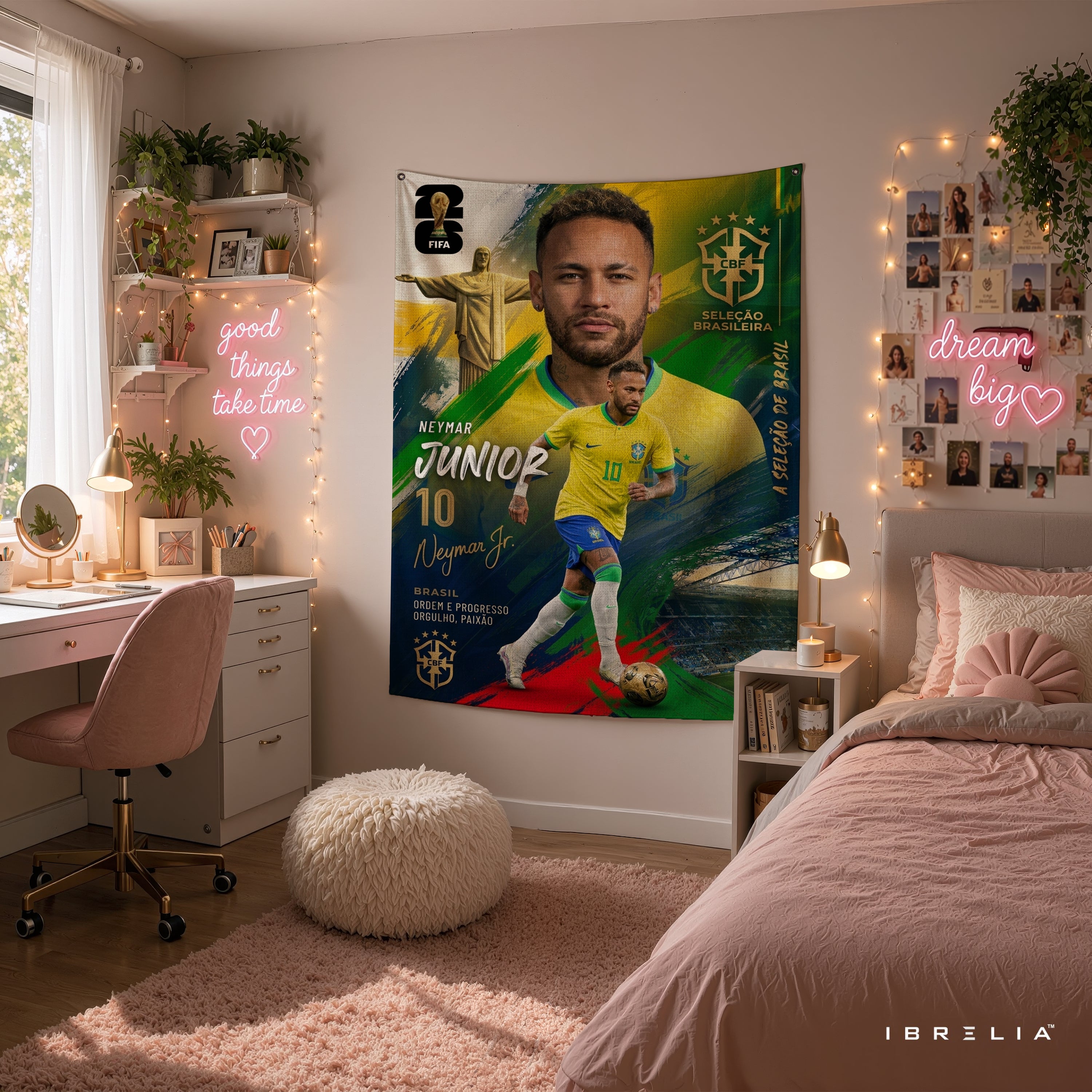 Neymar Jr Brazil Champion Edition Wall Tapestry | Premium Heavyweight Jute Fabric Wall Hanging