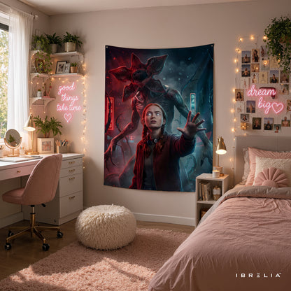 Stranger Things Demogorgon Wall Tapestry – Eleven vs Demogorgon Wall Hanging