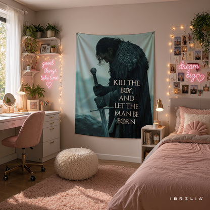 Kill the Boy Quote Game of Thrones Wall Tapestry | Premium Heavyweight Jute Fabric Wall Hanging