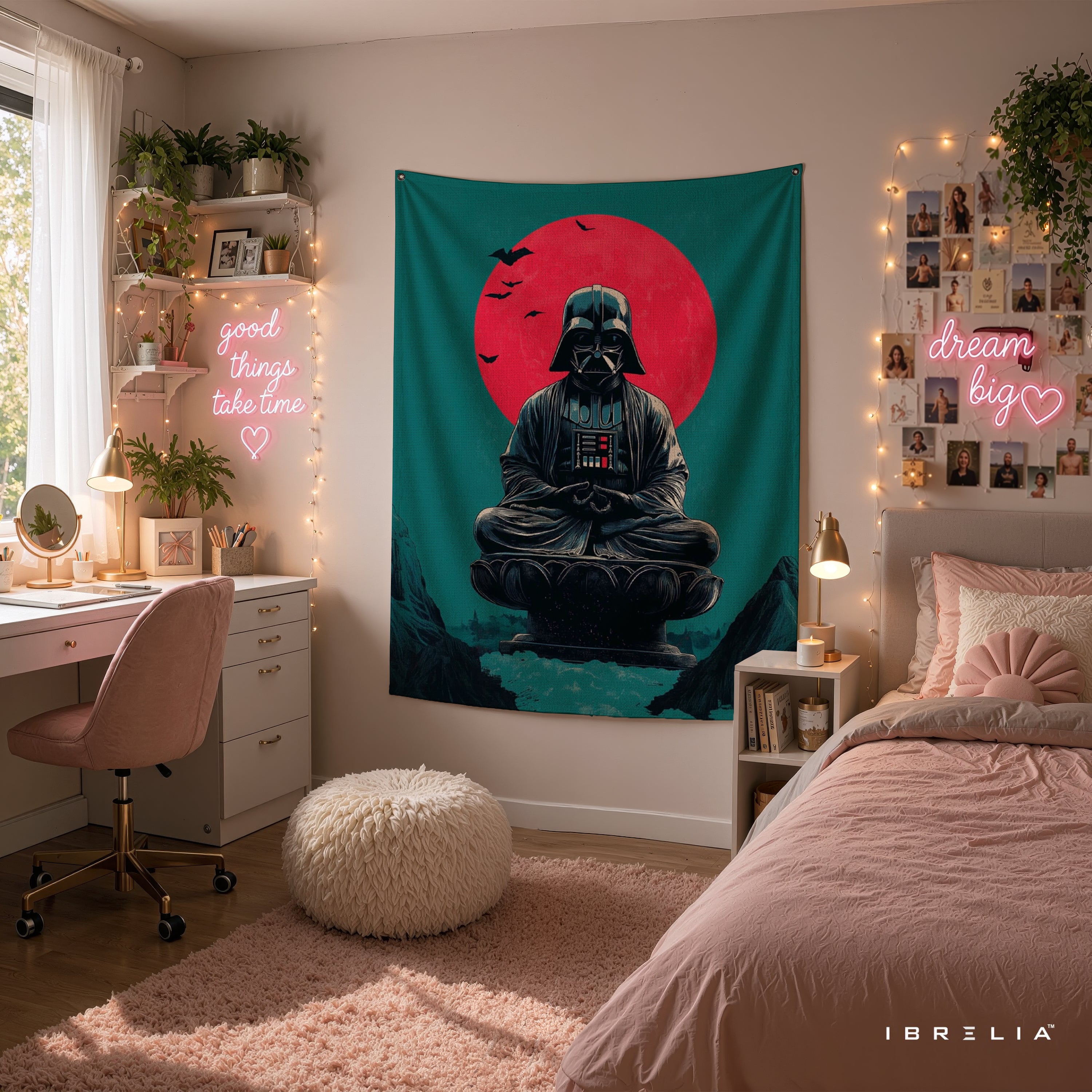 Darth Vader Zen Meditation Wall Tapestry – Star Wars Minimalist Sci-Fi Wall Hanging