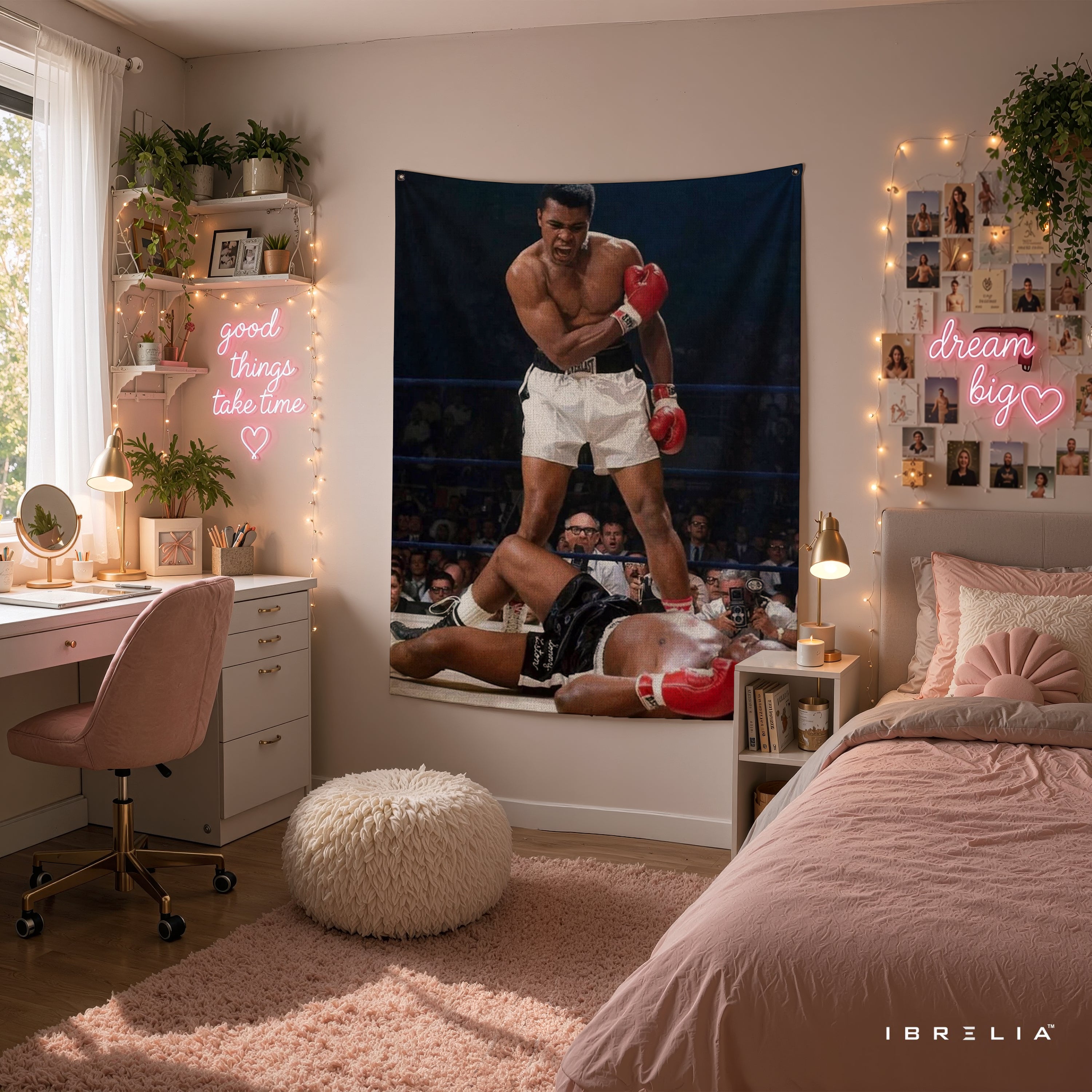 Muhammad Ali Legendary Knockout Wall Tapestry | Premium Heavyweight Jute Fabric Wall Hanging