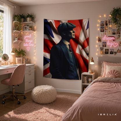 Thomas Shelby Union Jack Wall Tapestry | Premium Heavyweight Jute Fabric Wall Hanging