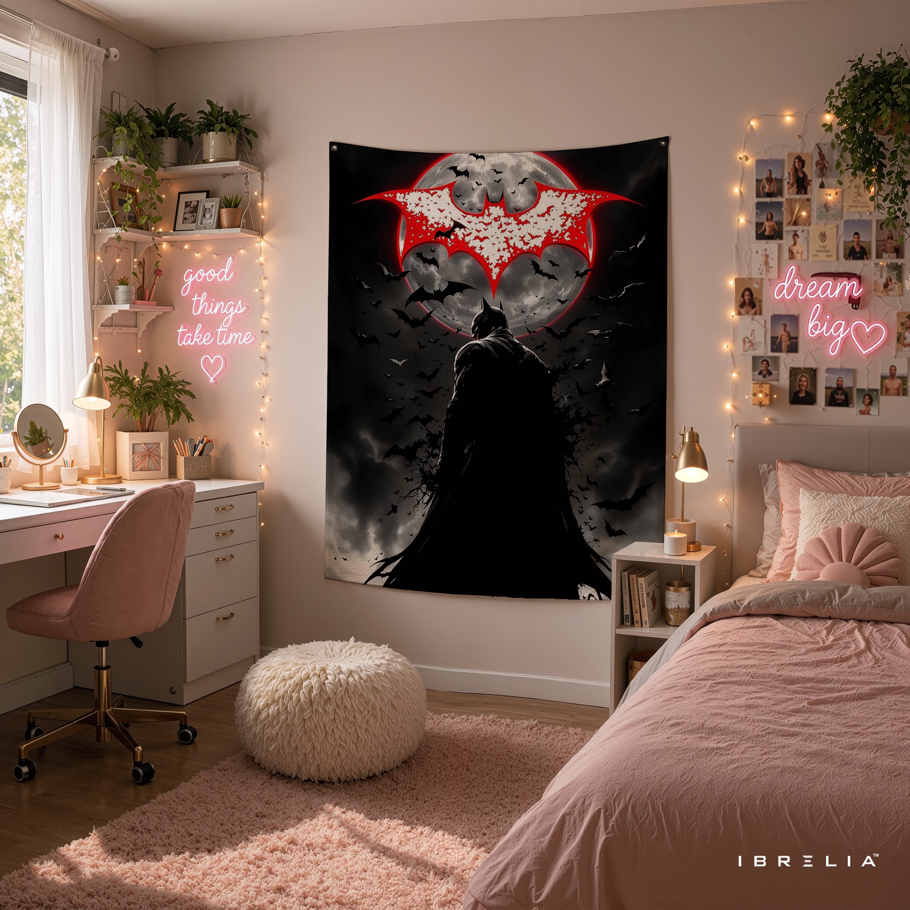 Batman Moonlight Logo Wall Tapestry – Premium Superhero Wall Hanging & Home Decor in Pakistan