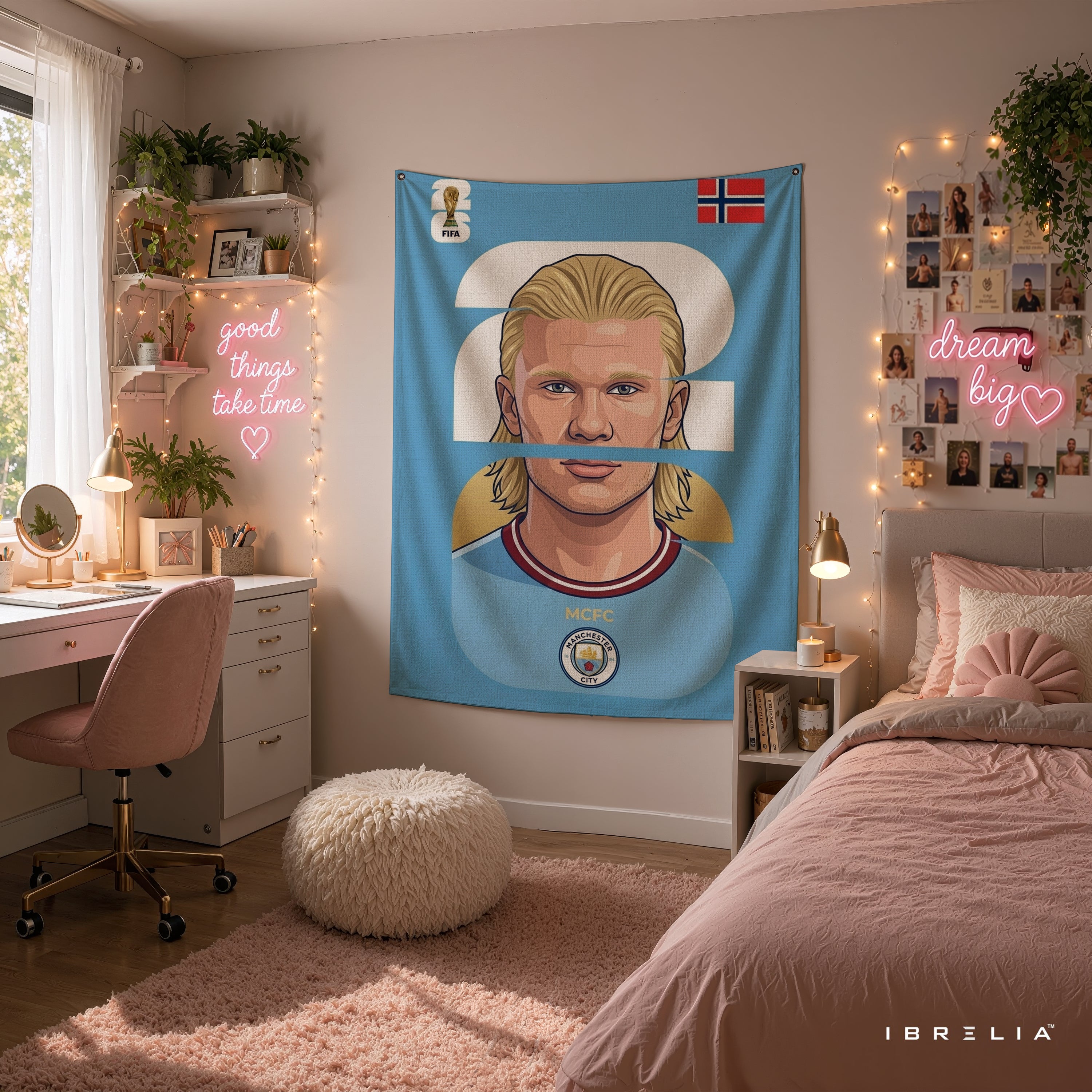 Erling Haaland Norway Minimal Portrait Wall Tapestry | Premium Heavyweight Jute Fabric Wall Hanging