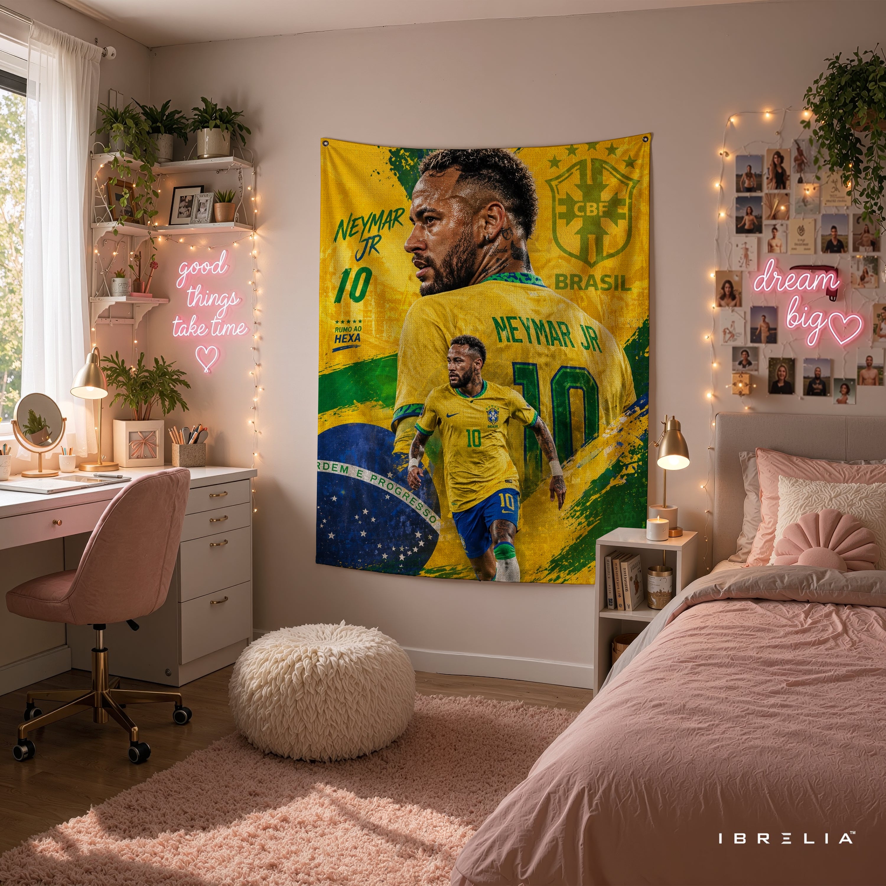 Neymar Brazil Collage Wall Tapestry | Premium Heavyweight Jute Fabric Wall Hanging