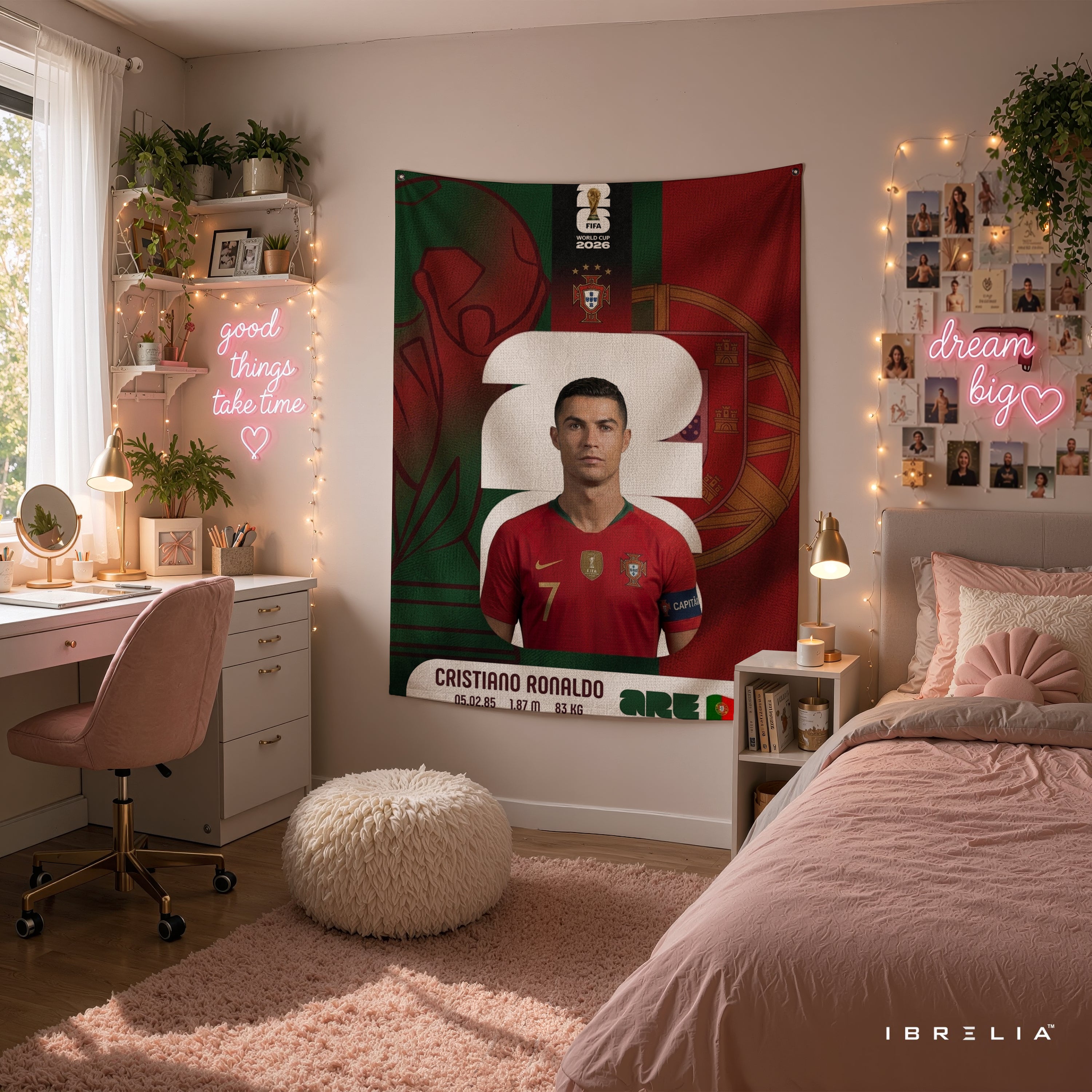 Cristiano Ronaldo Portugal World Cup 2026 Wall Tapestry | Premium Heavyweight Jute Fabric Wall Hanging