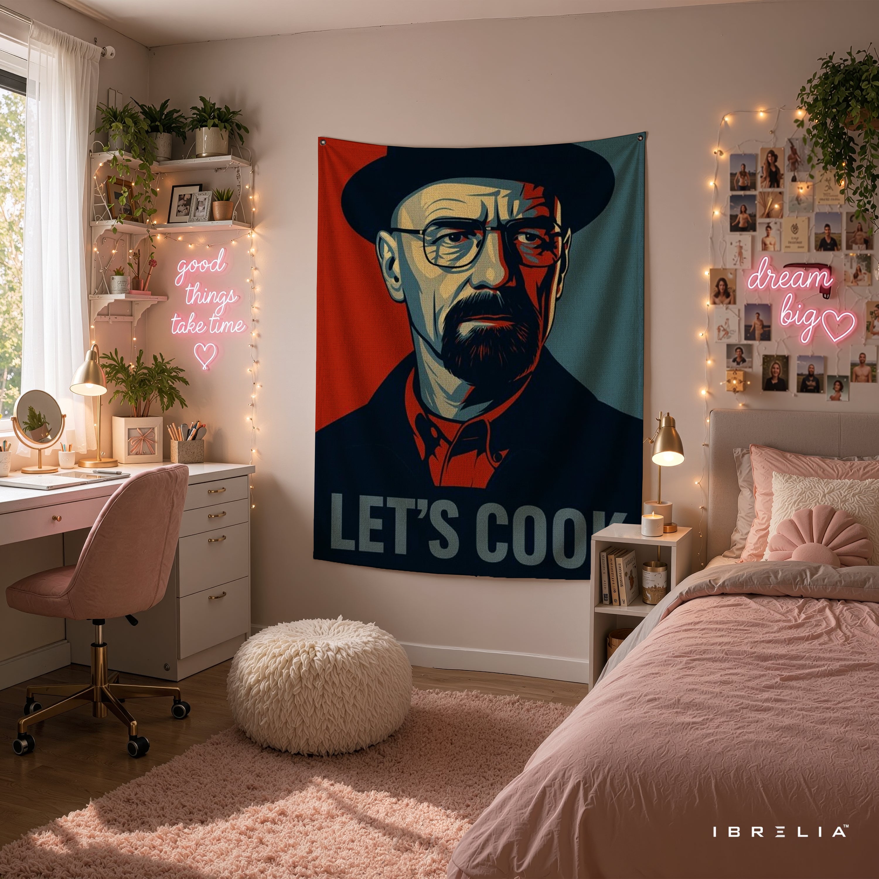 Breaking Bad Heisenberg "Let's Cook" Wall Tapestry – Minimalist Walter White Artwork