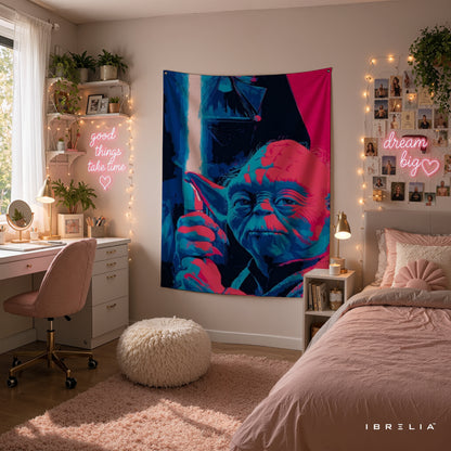 Yoda & Darth Vader Neon Pop Art Wall Tapestry – Star Wars Sci-Fi Wall Hanging