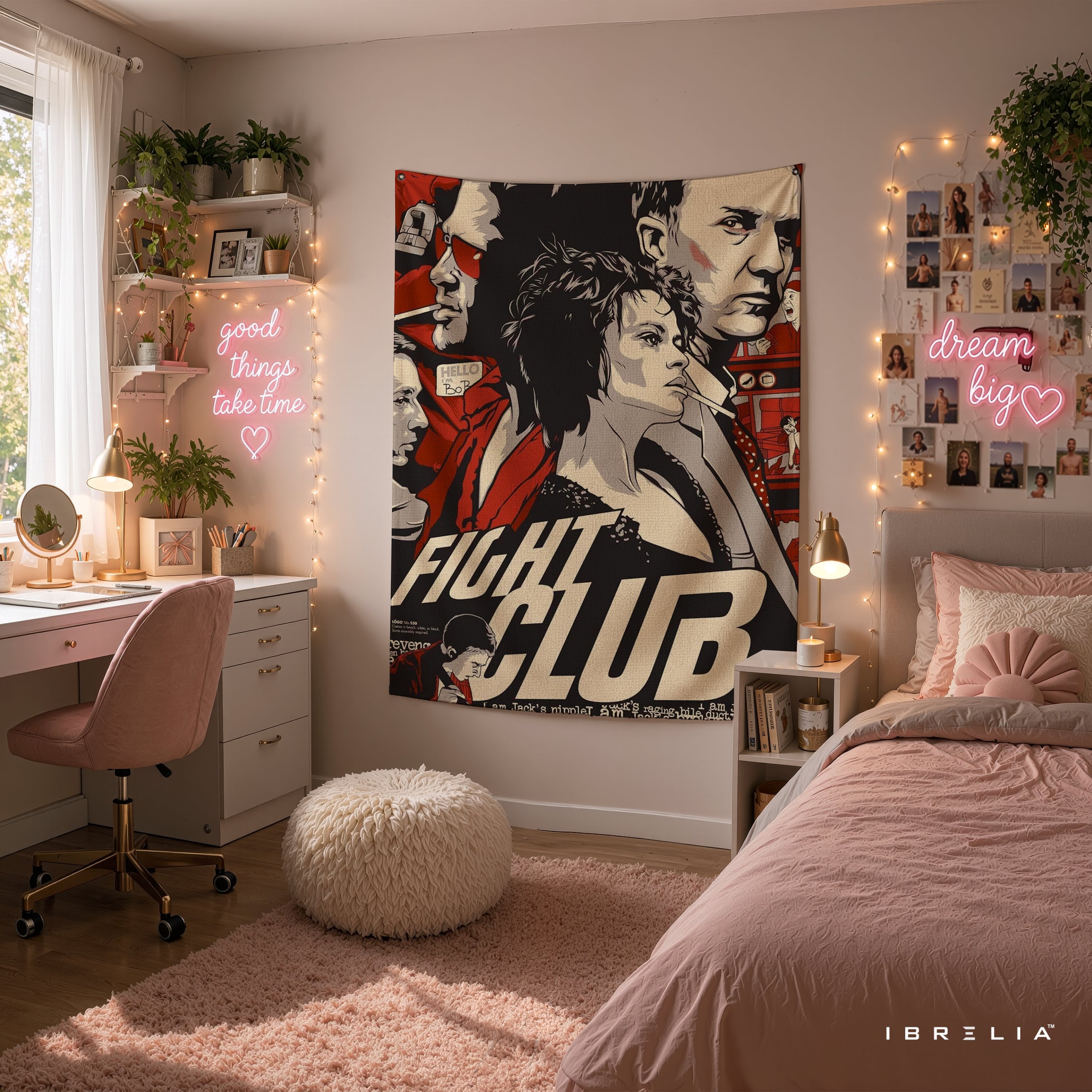 Fight Club Vintage Movie Poster Wall Tapestry – Cult Classic Film Wall Hanging
