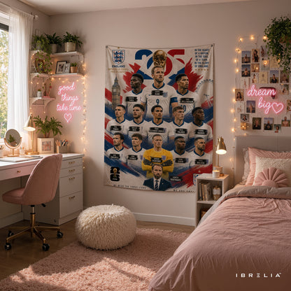 England National Football Team Stars Wall Tapestry | Premium Heavyweight Jute Fabric Wall Hanging