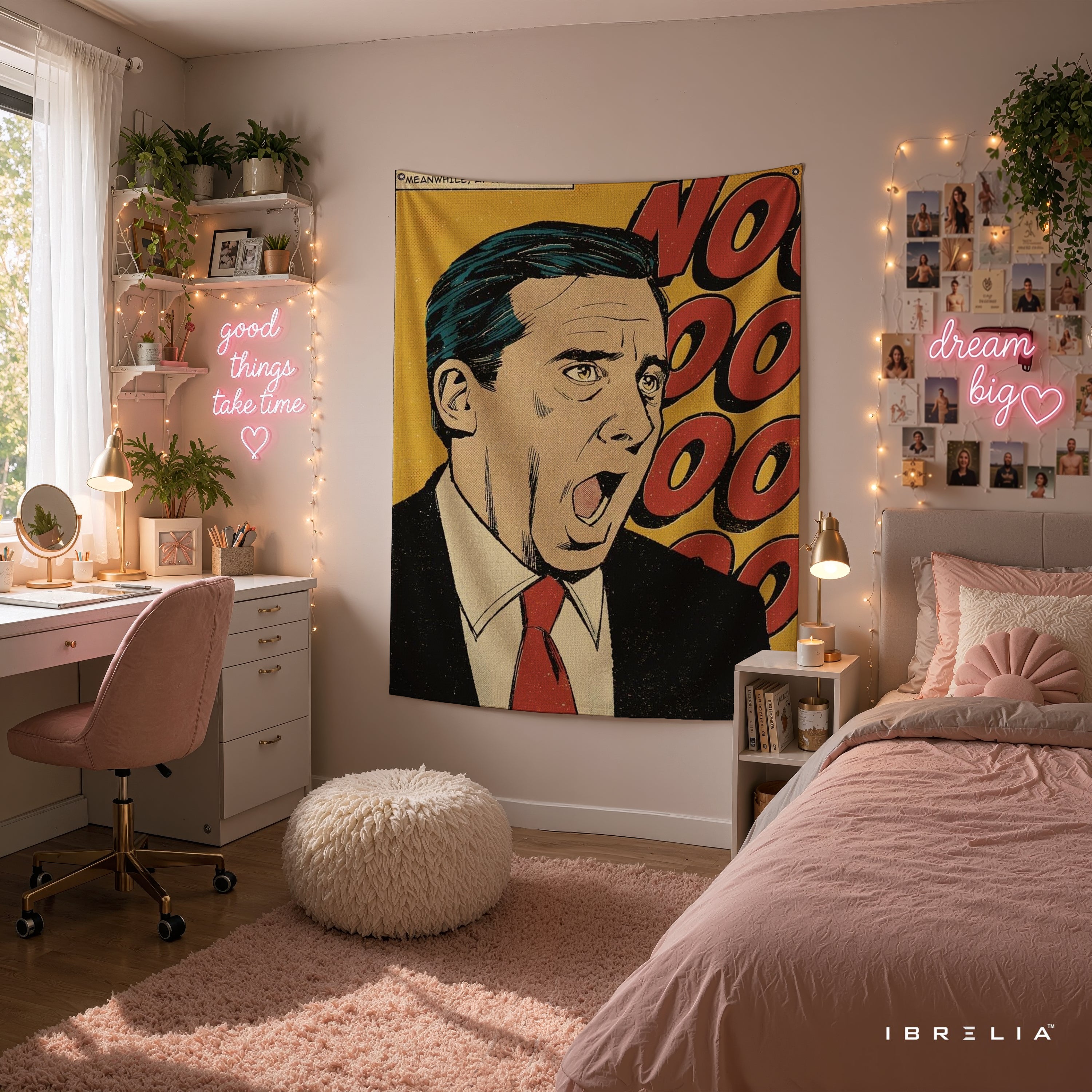 Michael Scott No God Please No Wall Tapestry | Premium Heavyweight Jute Fabric Wall Hanging