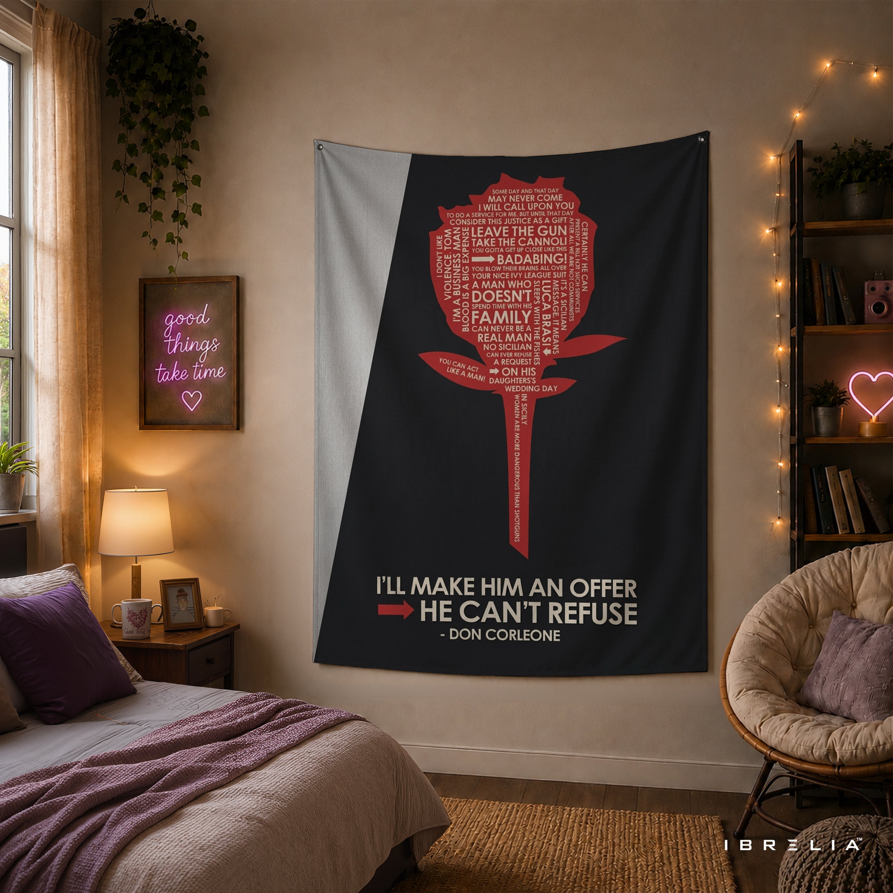 The Godfather Quote Rose Wall Tapestry – Premium Movie Wall Hanging & Home Decor in Pakistan
