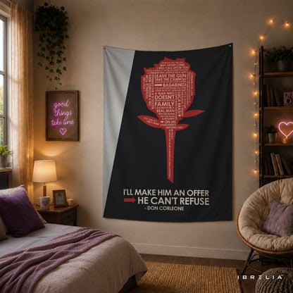 The Godfather Quote Rose Wall Tapestry – Premium Movie Wall Hanging & Home Decor in Pakistan