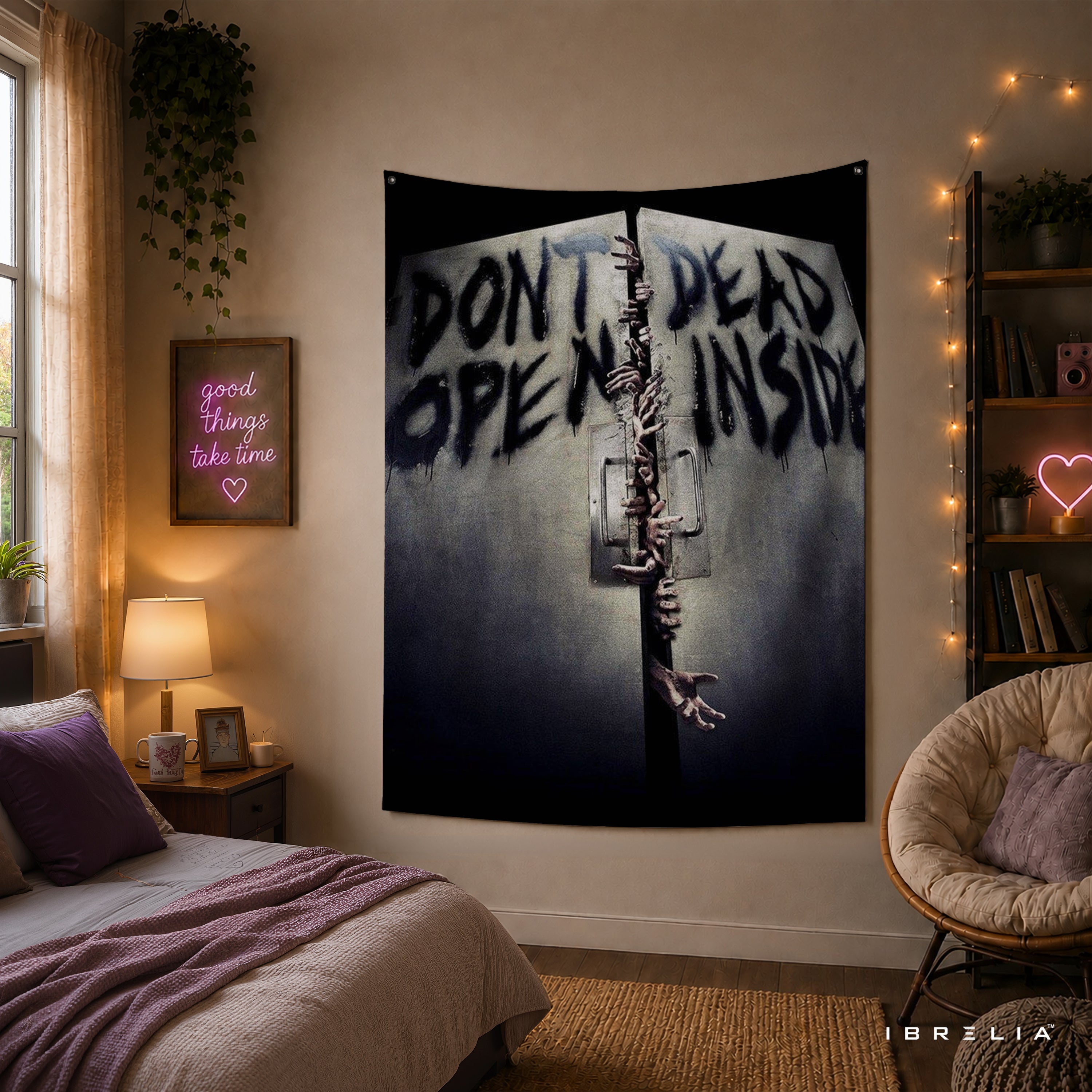 Don't Open Dead Inside The Walking Dead Wall Tapestry | Premium Heavyweight Jute Fabric Wall Hanging