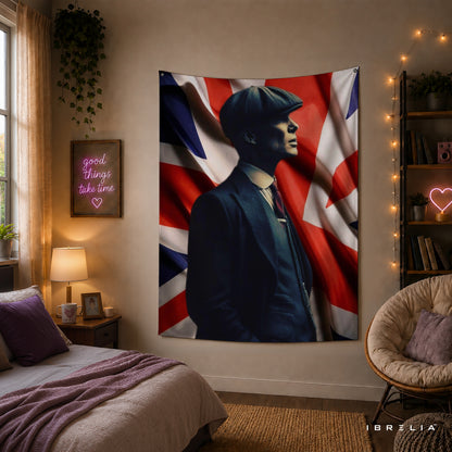 Thomas Shelby Union Jack Wall Tapestry | Premium Heavyweight Jute Fabric Wall Hanging