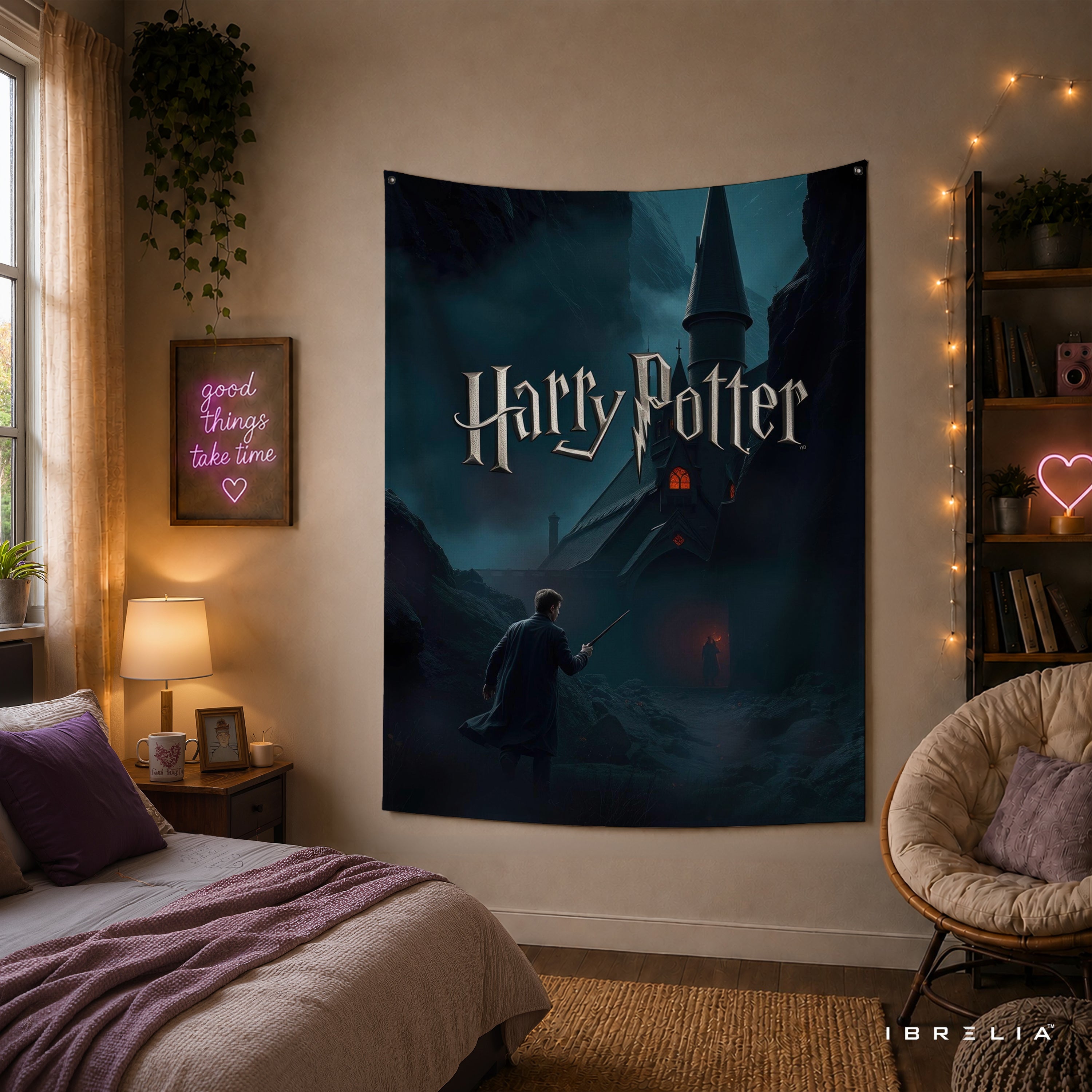 Harry Potter Hogwarts Castle Night Wall Tapestry – Premium Fantasy Wall Hanging & Home Decor in Pakistan