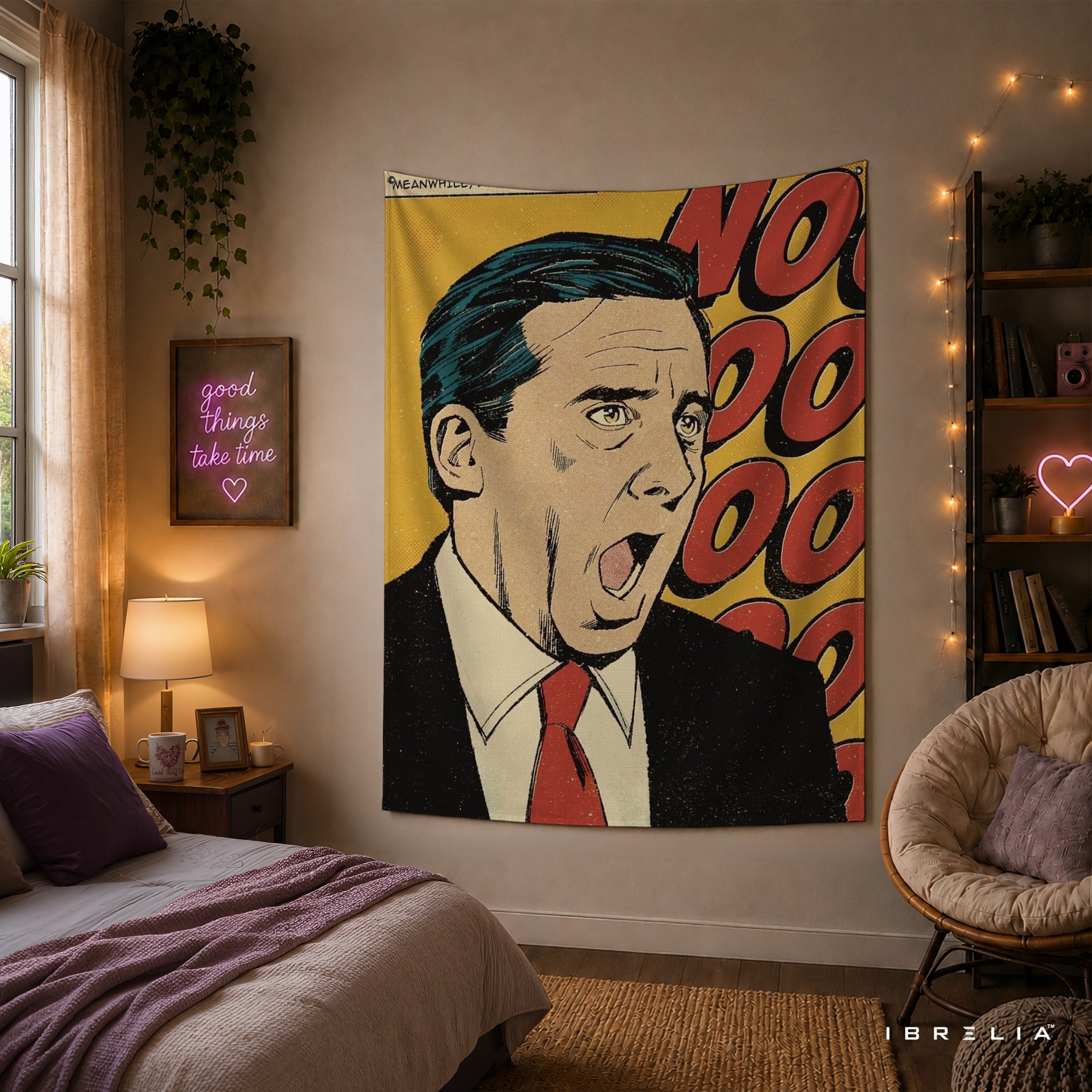Michael Scott No God Please No Wall Tapestry | Premium Heavyweight Jute Fabric Wall Hanging