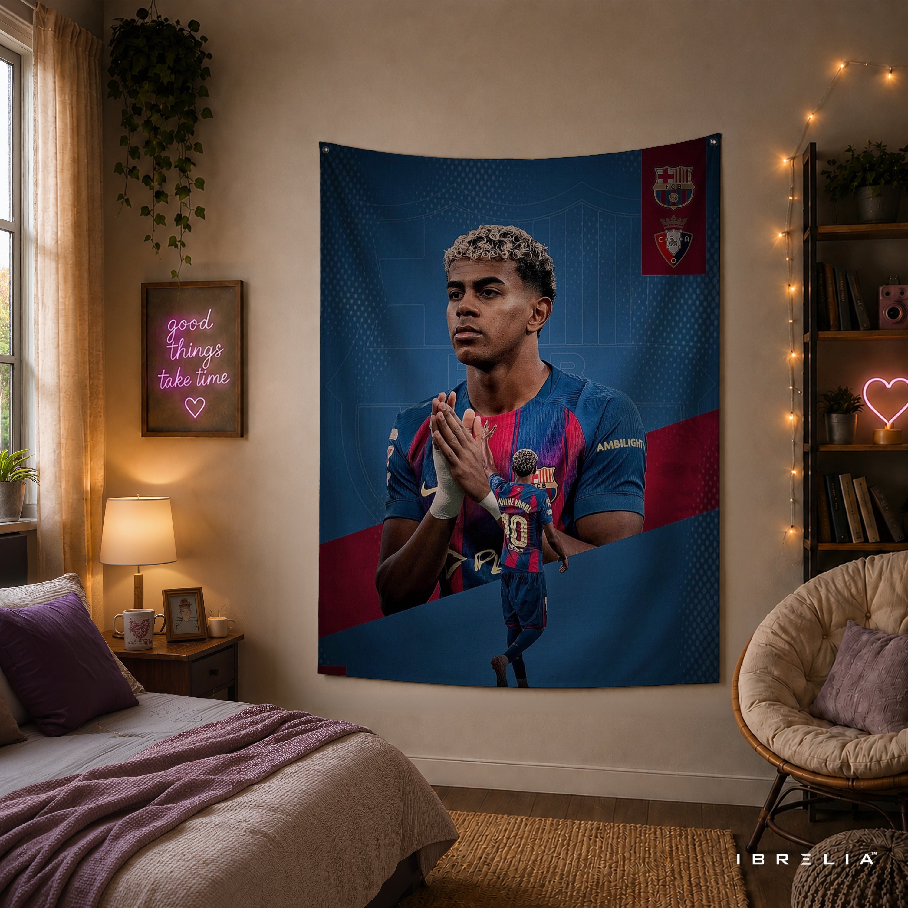 Lamine Yamal FC Barcelona Legacy Wall Tapestry | Premium Heavyweight Jute Fabric Wall Hanging