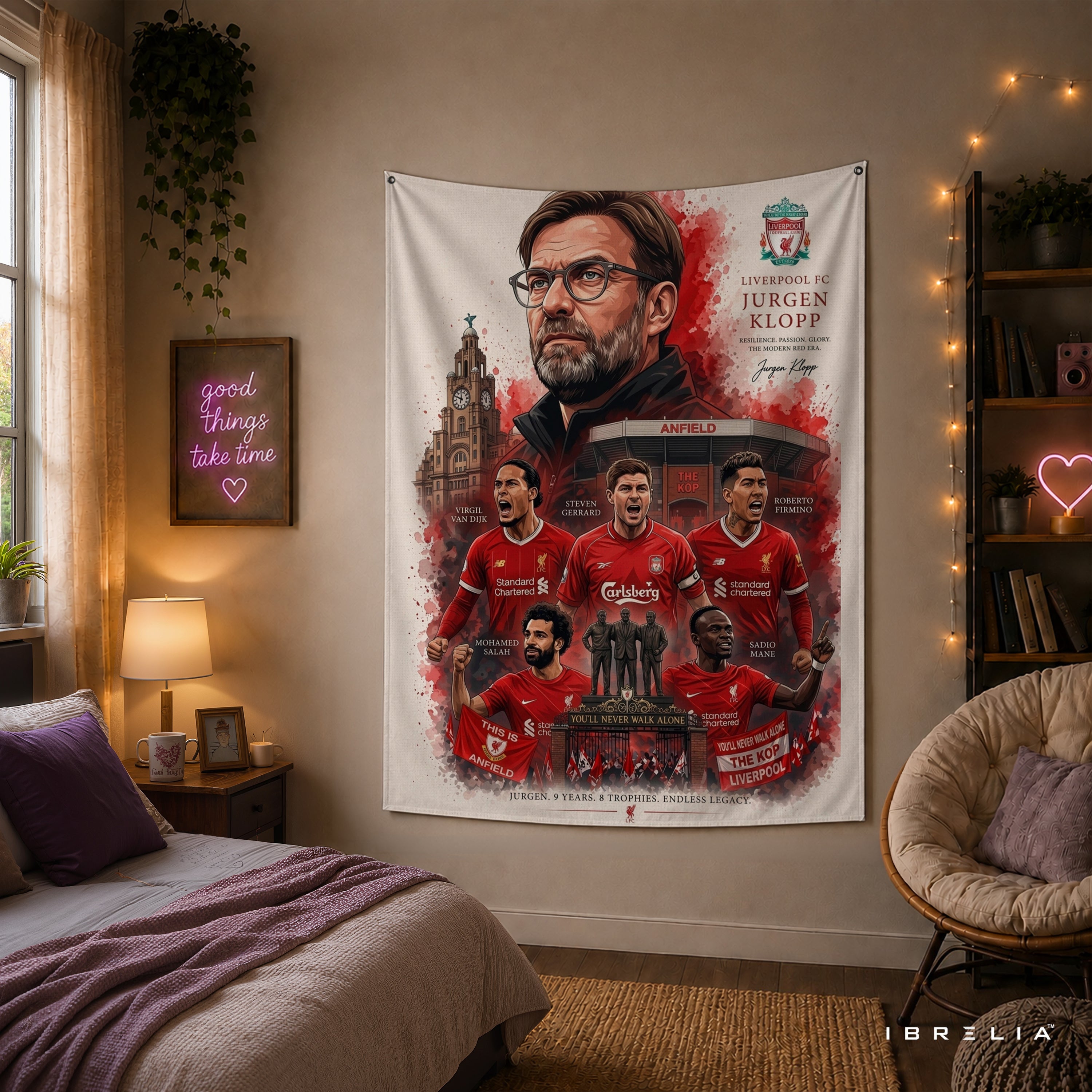 Jürgen Klopp Liverpool Legend Wall Tapestry | Premium Heavyweight Jute Fabric Wall Hanging