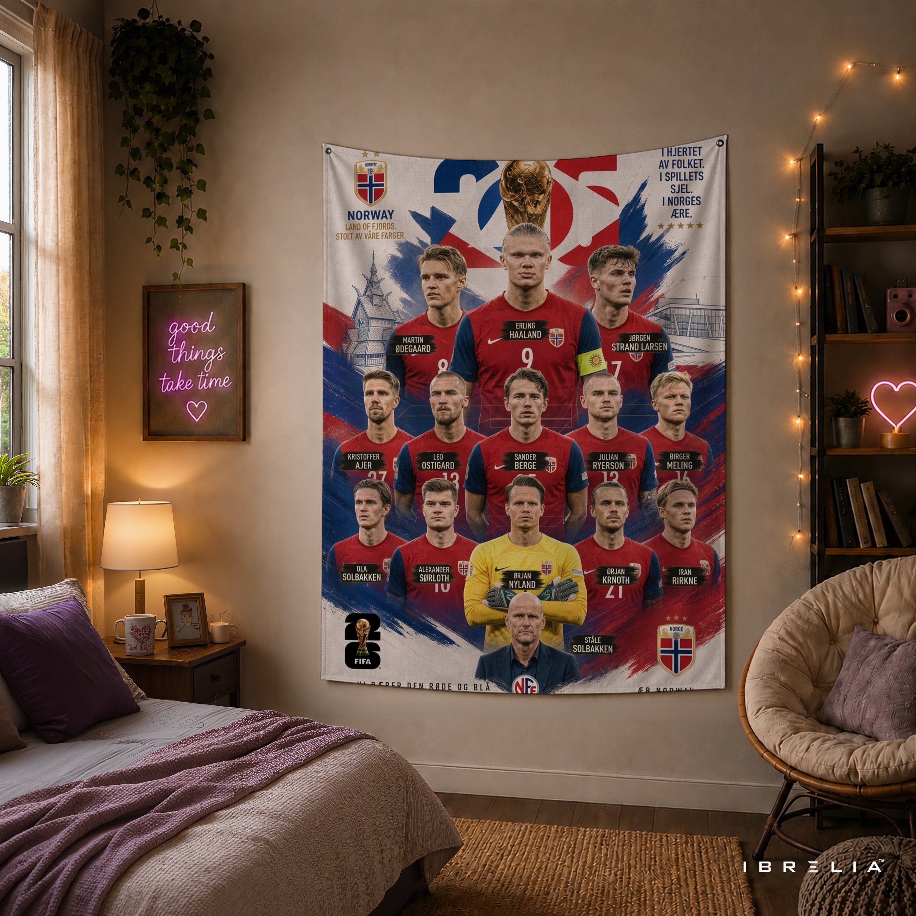 Norway National Football Team Stars Wall Tapestry | Premium Heavyweight Jute Fabric Wall Hanging