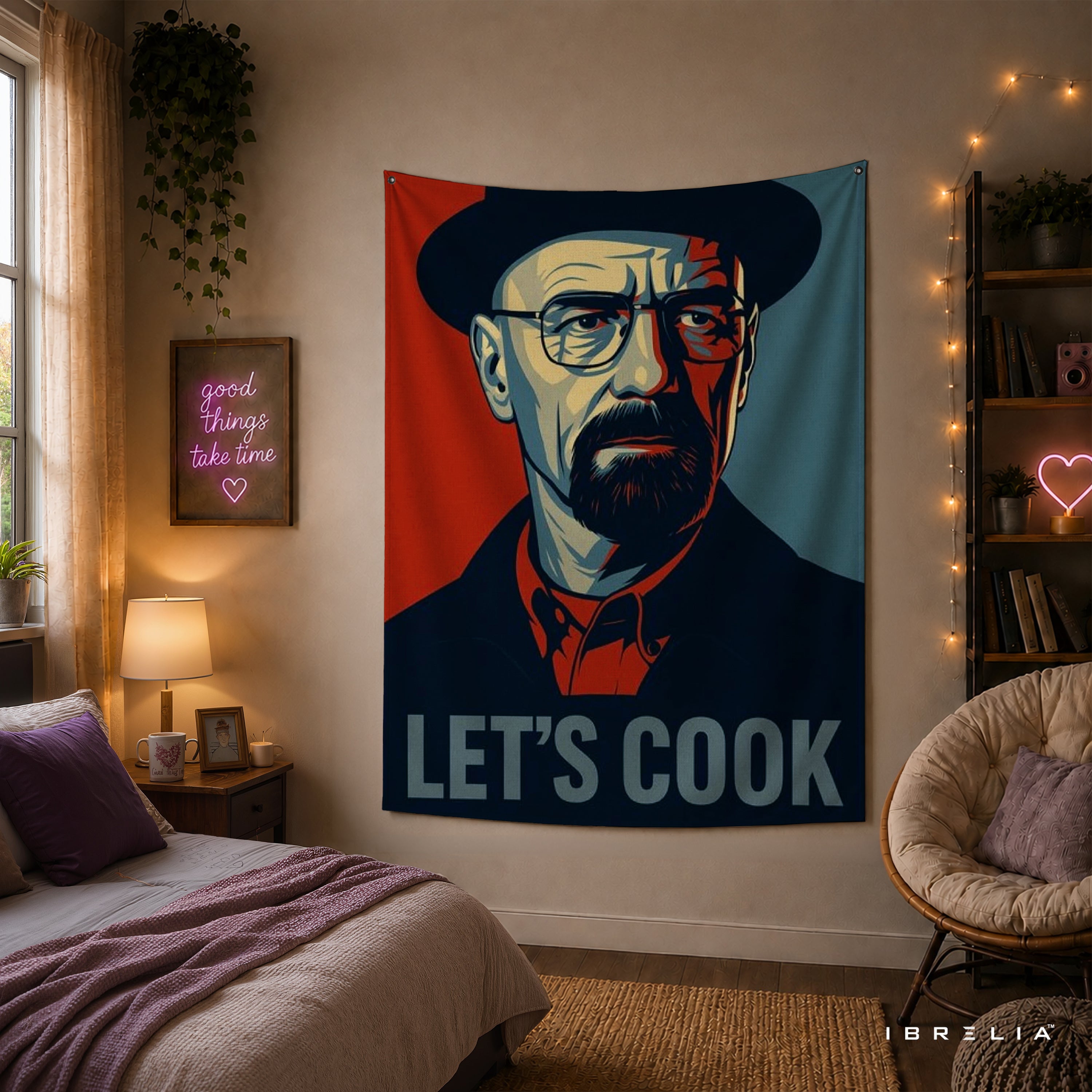 Breaking Bad Heisenberg "Let's Cook" Wall Tapestry – Minimalist Walter White Artwork
