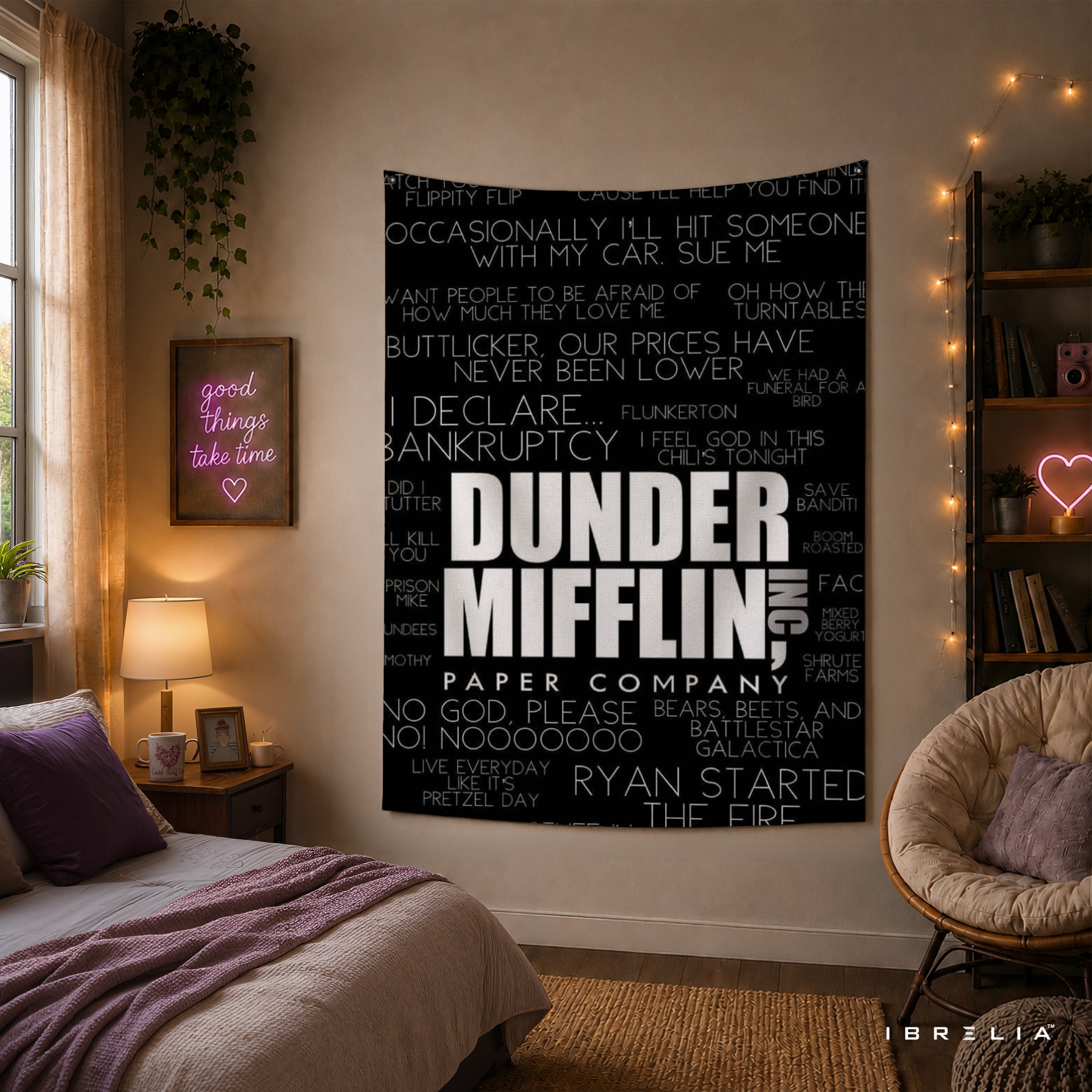 Dunder Mifflin Quotes Wall Tapestry | Premium Heavyweight Jute Fabric Wall Hanging