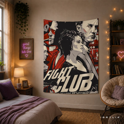 Fight Club Vintage Movie Poster Wall Tapestry – Cult Classic Film Wall Hanging