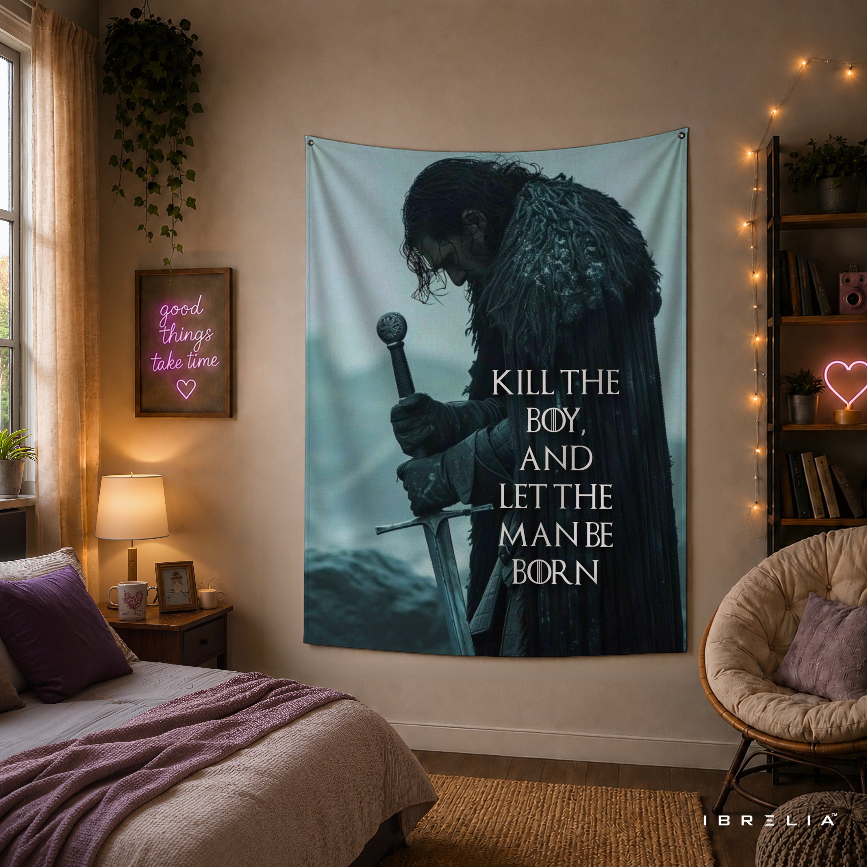 Kill the Boy Quote Game of Thrones Wall Tapestry | Premium Heavyweight Jute Fabric Wall Hanging