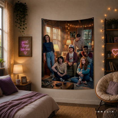 Stranger Things Friends Wall Tapestry – Hawkins Group Fan Art Wall Hanging
