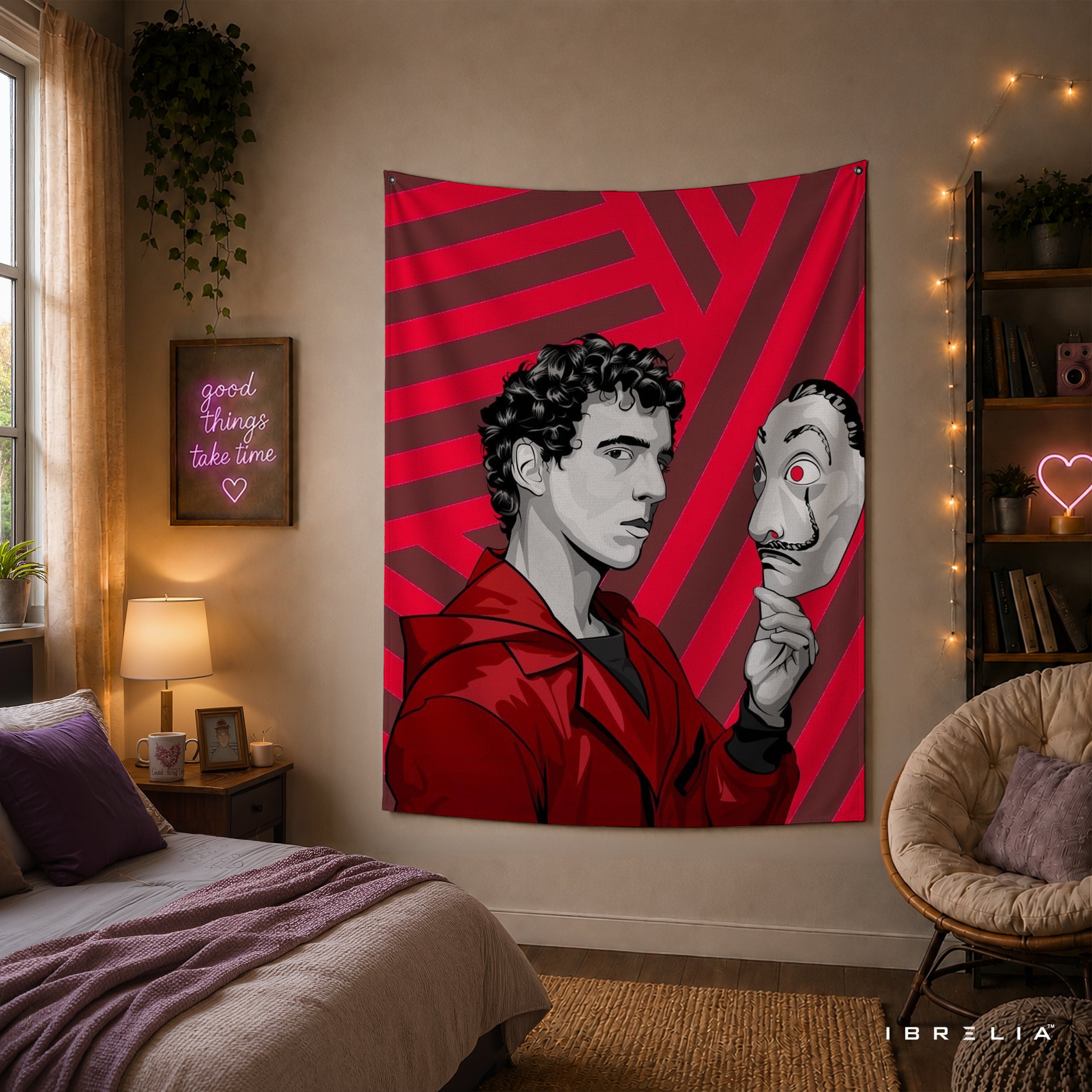 Rio & Salvador Dalí Mask Wall Tapestry | Premium Heavyweight Jute Fabric Wall Hanging