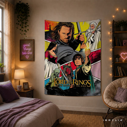 The Lord of the Rings Comic Style Wall Tapestry – Fantasy Adventure Wall Hanging