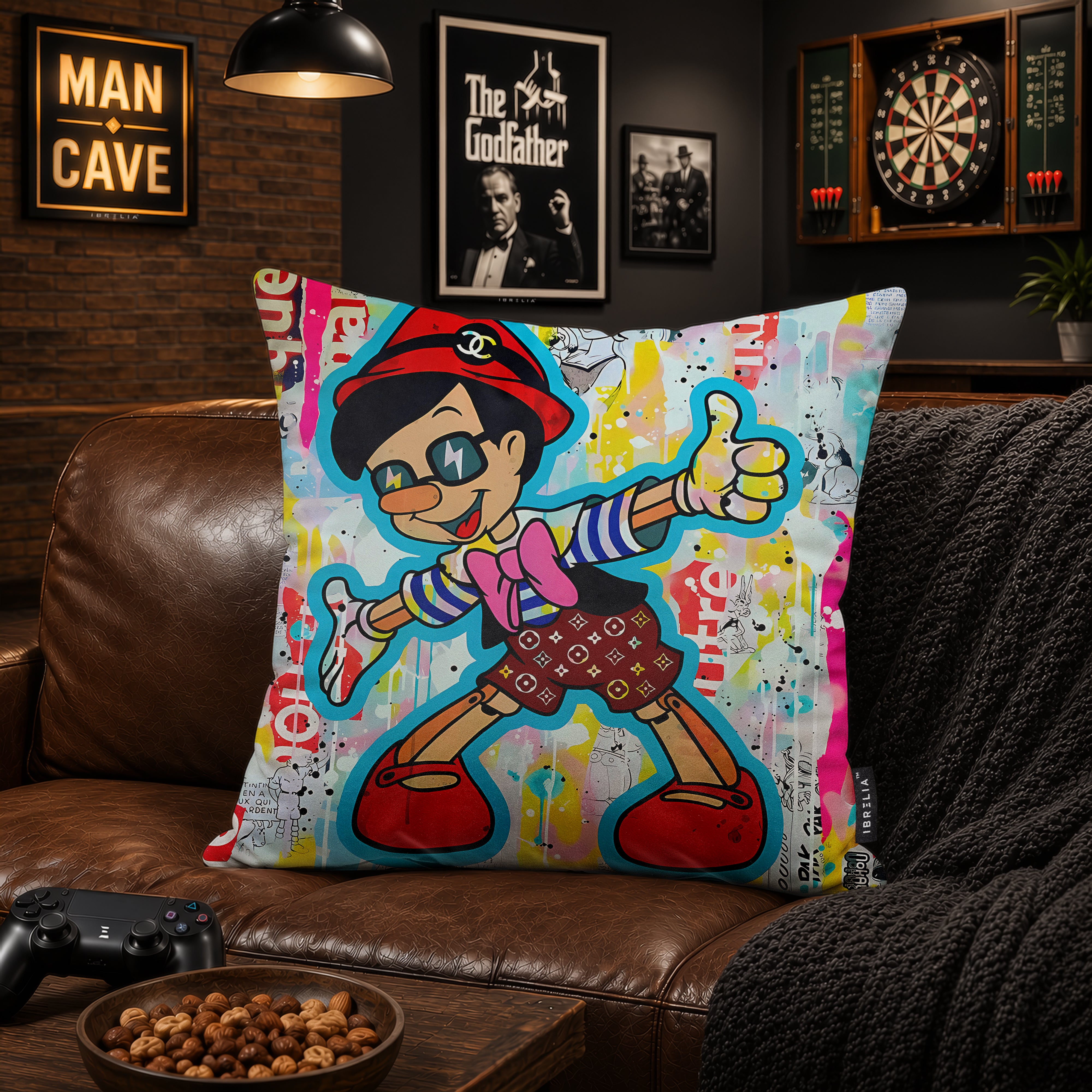 Pinocchio Pop Art Cushion | Premium Velvet Suede | Double-Sided Print