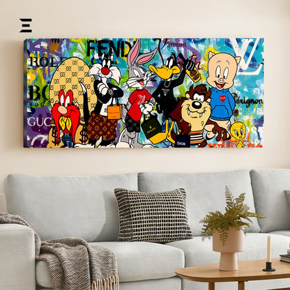 Ultra Wide Wall Art – Luxury Looney Tunes Fashion Edition | IBRELIA™