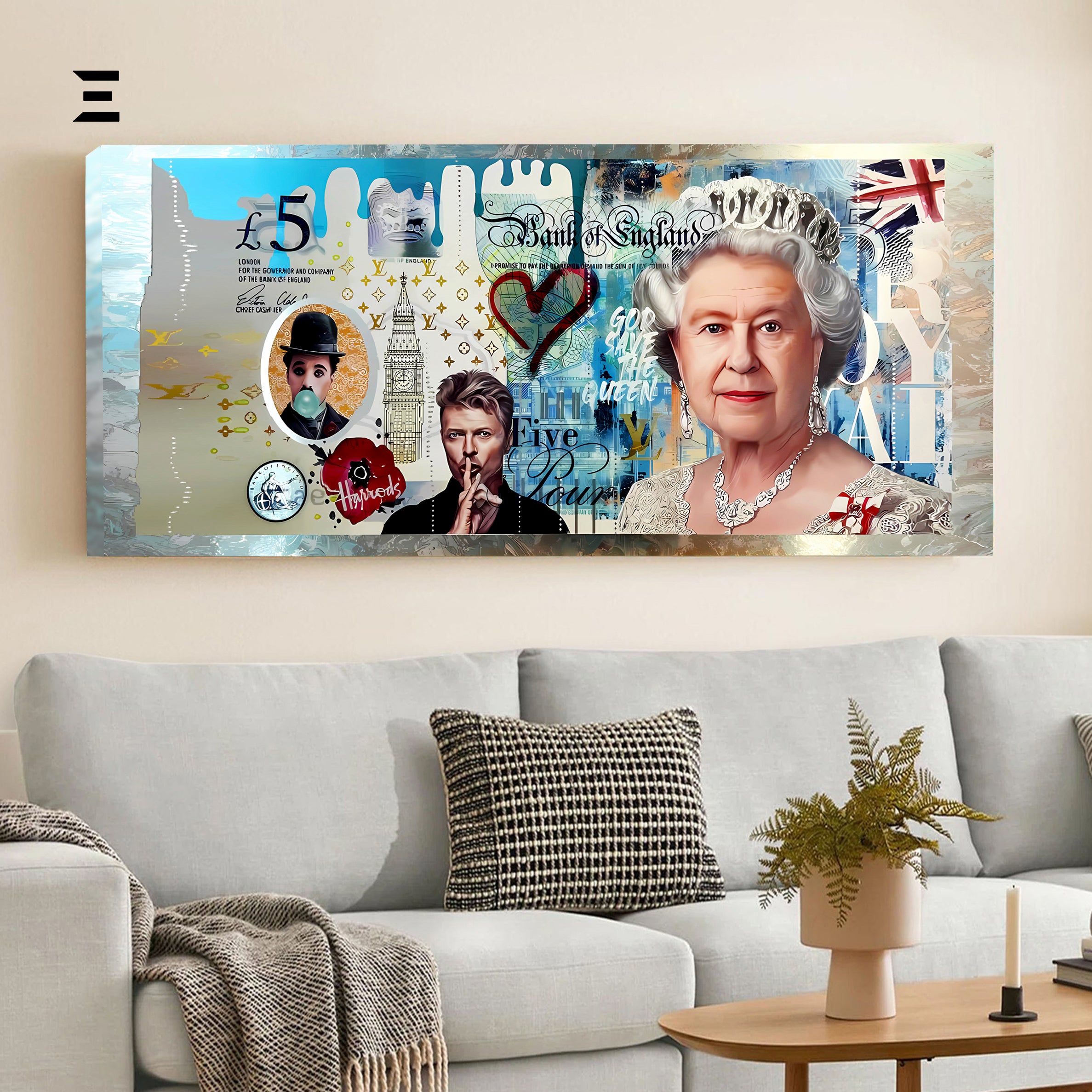 Ultra Wide Wall Art – British Royal Pop Art Money Edition | IBRELIA™