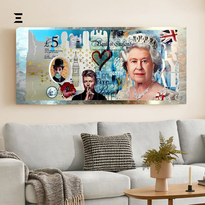Ultra Wide Wall Art – British Royal Pop Art Money Edition | IBRELIA™