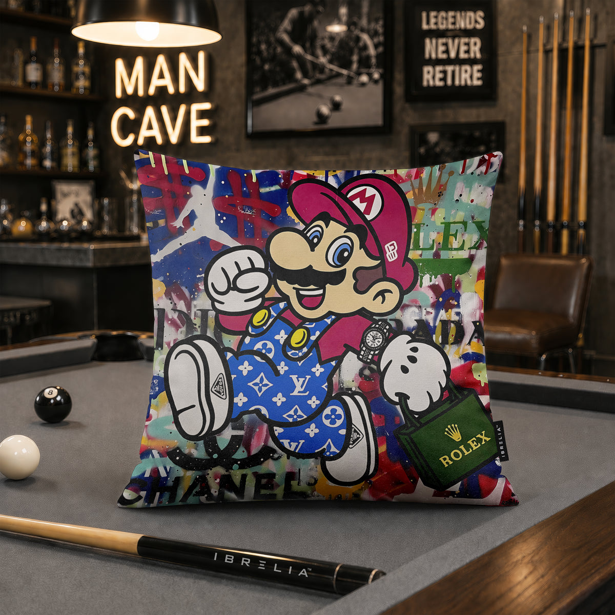 Super Mario Luxury Shopping Pop Art Cushion | Premium Velvet Suede | Double-Sided Print
