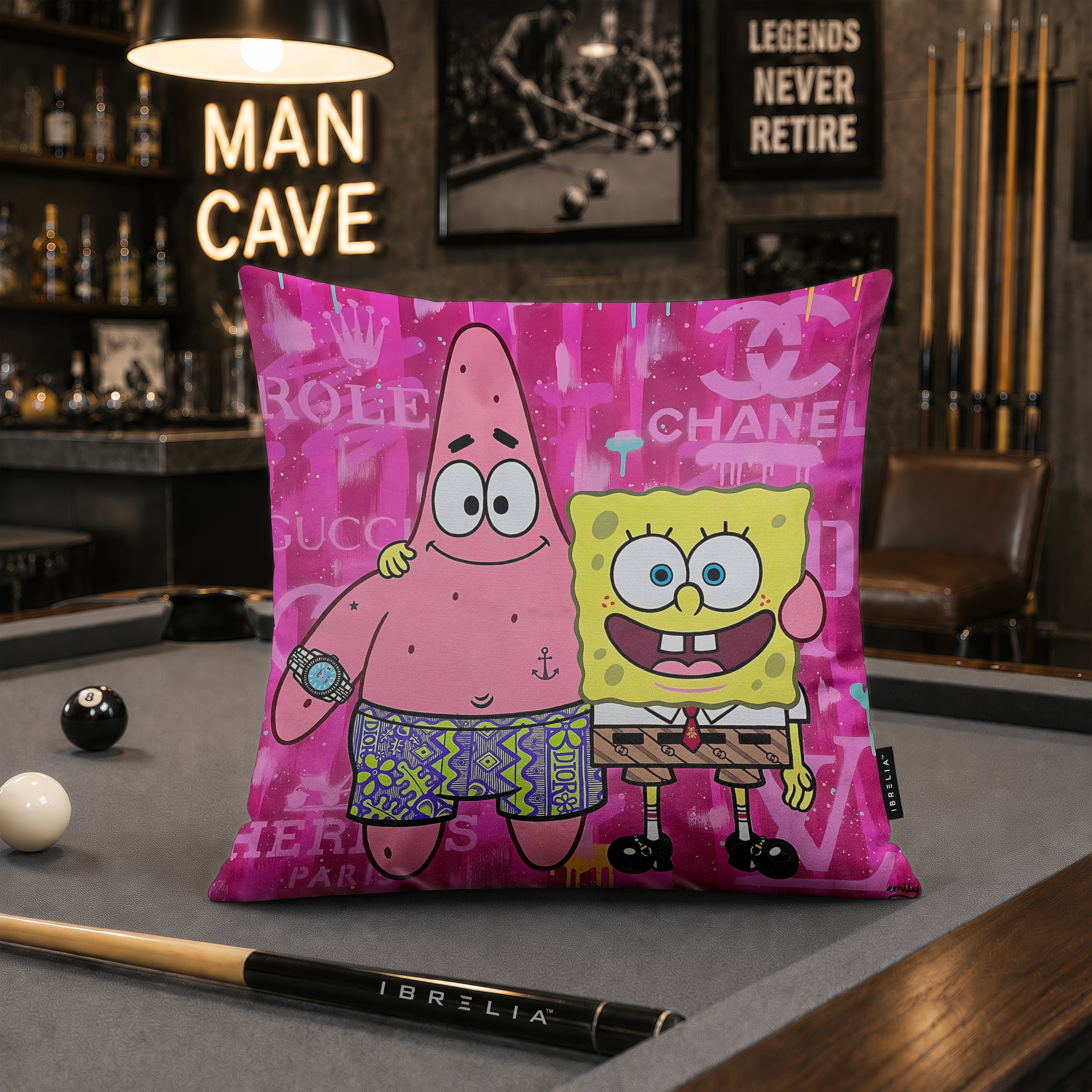 SpongeBob & Patrick Luxury Best Friends Pop Art Cushion | Premium Velvet Suede | Double-Sided Print