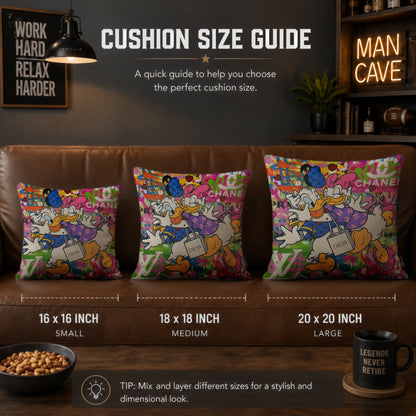 Donald & Daisy Duck Luxury Love Pop Art Cushion | Premium Velvet Suede | Double-Sided Print