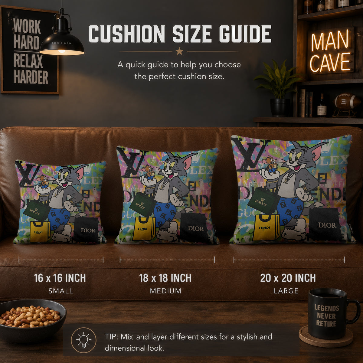 Tom & Jerry Luxury Shopping Fashion Pop Art Cushion | Premium Velvet Suede | Double-Sided Print