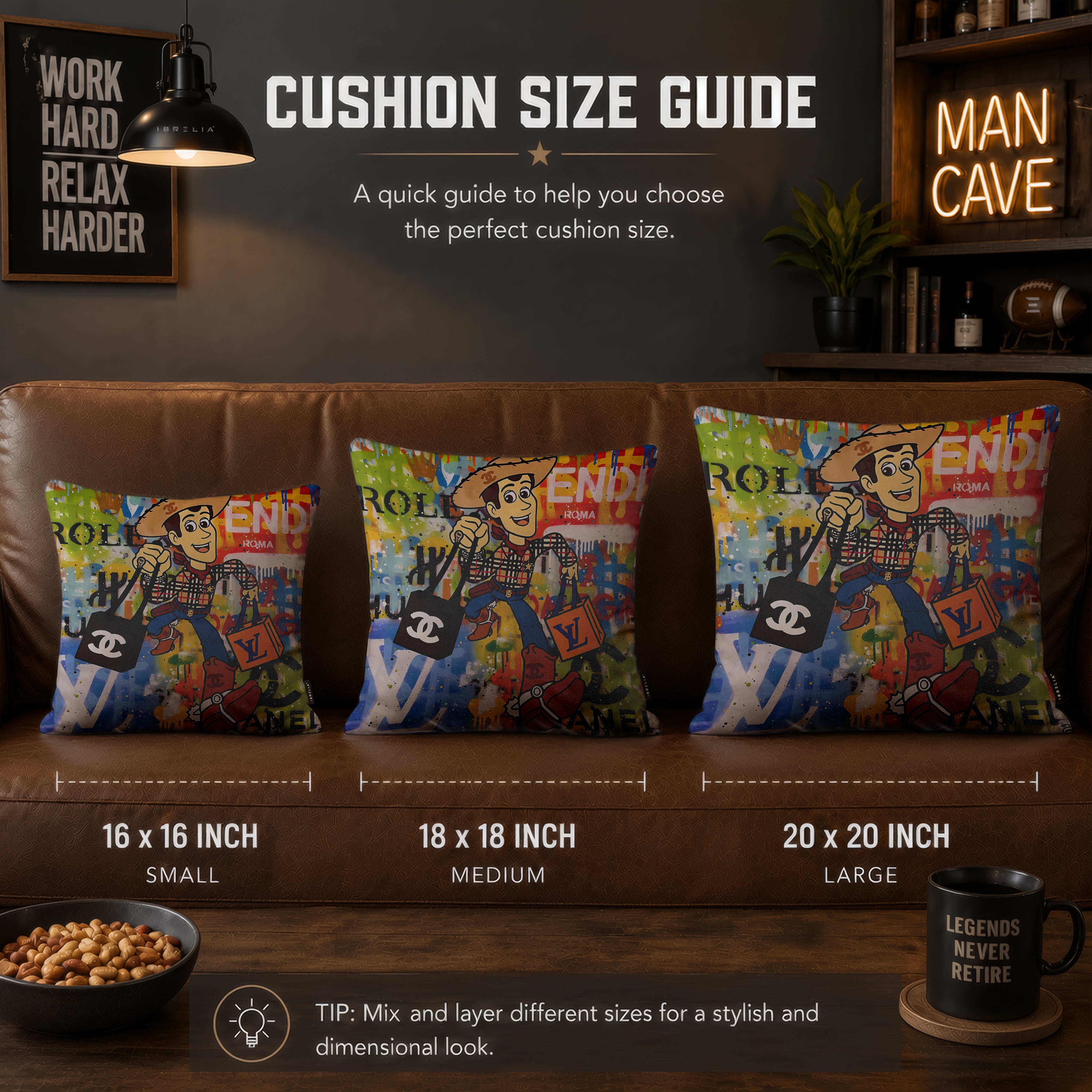 Woody Luxury Cowboy Pop Art Cushion | Premium Velvet Suede | Double-Sided Print