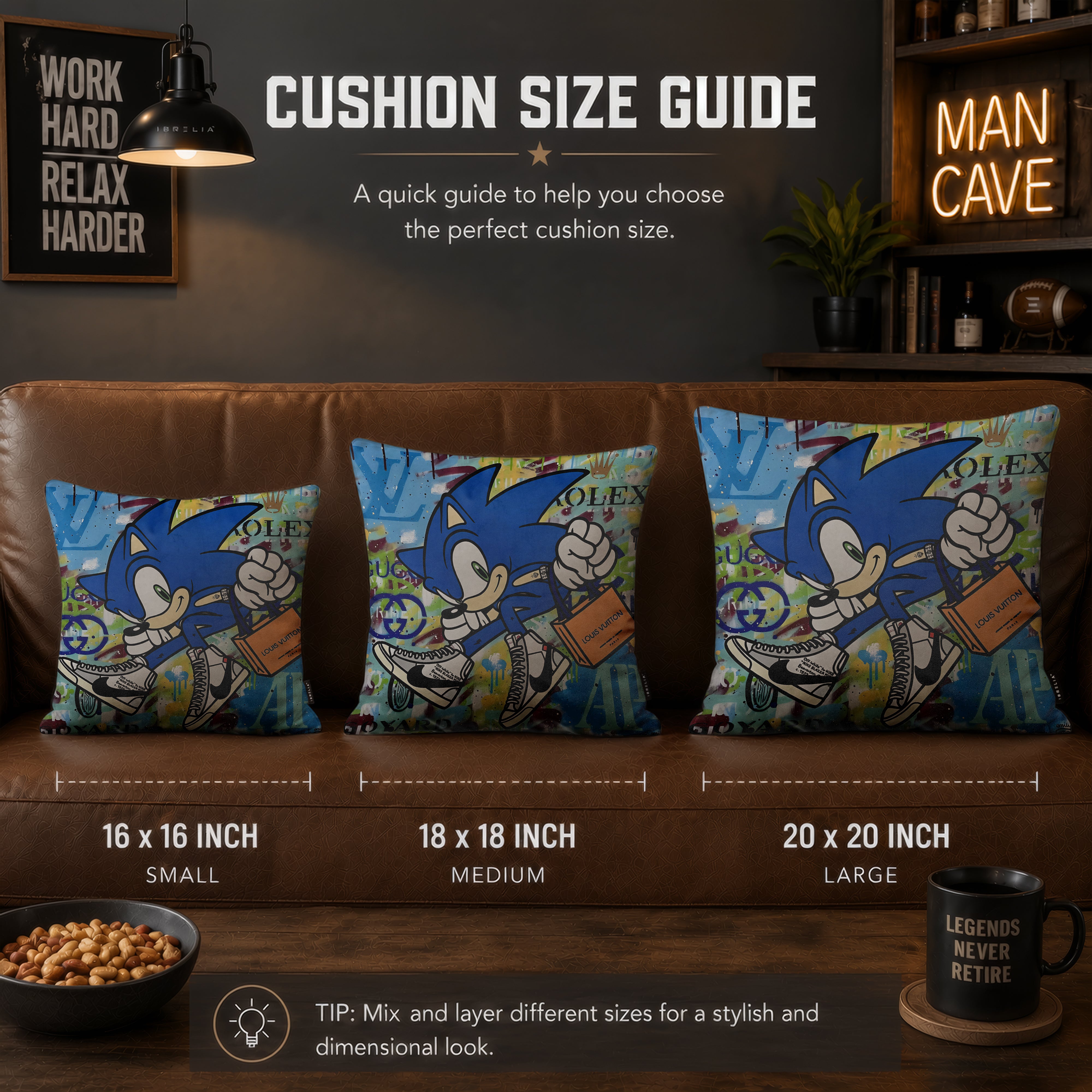 Sonic Luxury Sneaker Shopping Pop Art Cushion | Premium Velvet Suede | Double-Sided Print