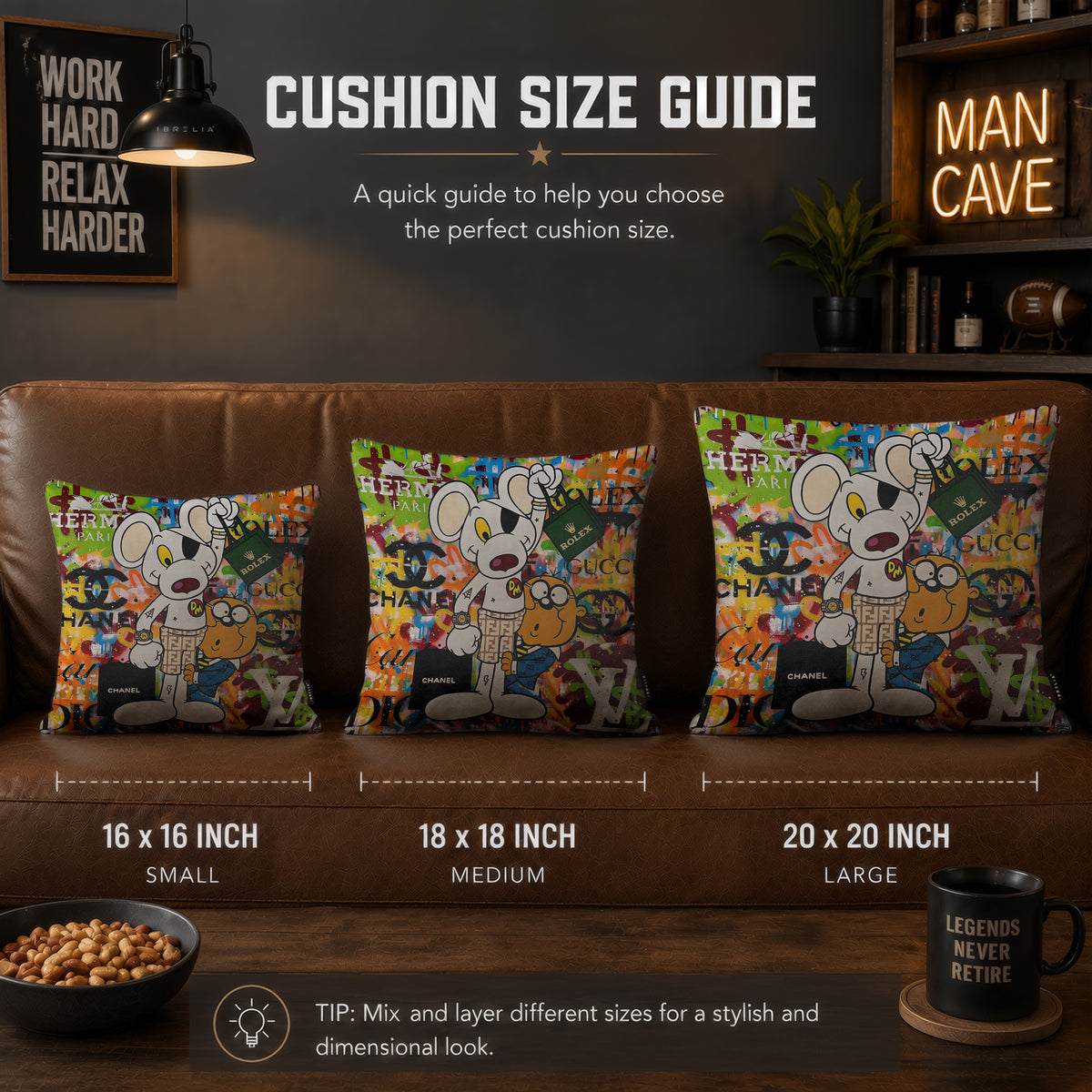 Danger Mouse & Penfold Luxury Pop Art Cushion | Premium Velvet Suede | Double-Sided Print