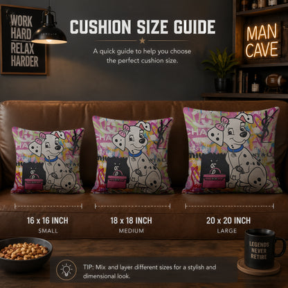 Dalmatian Puppy Luxury Shopping Pop Art Cushion | Premium Velvet Suede | Double-Sided Print