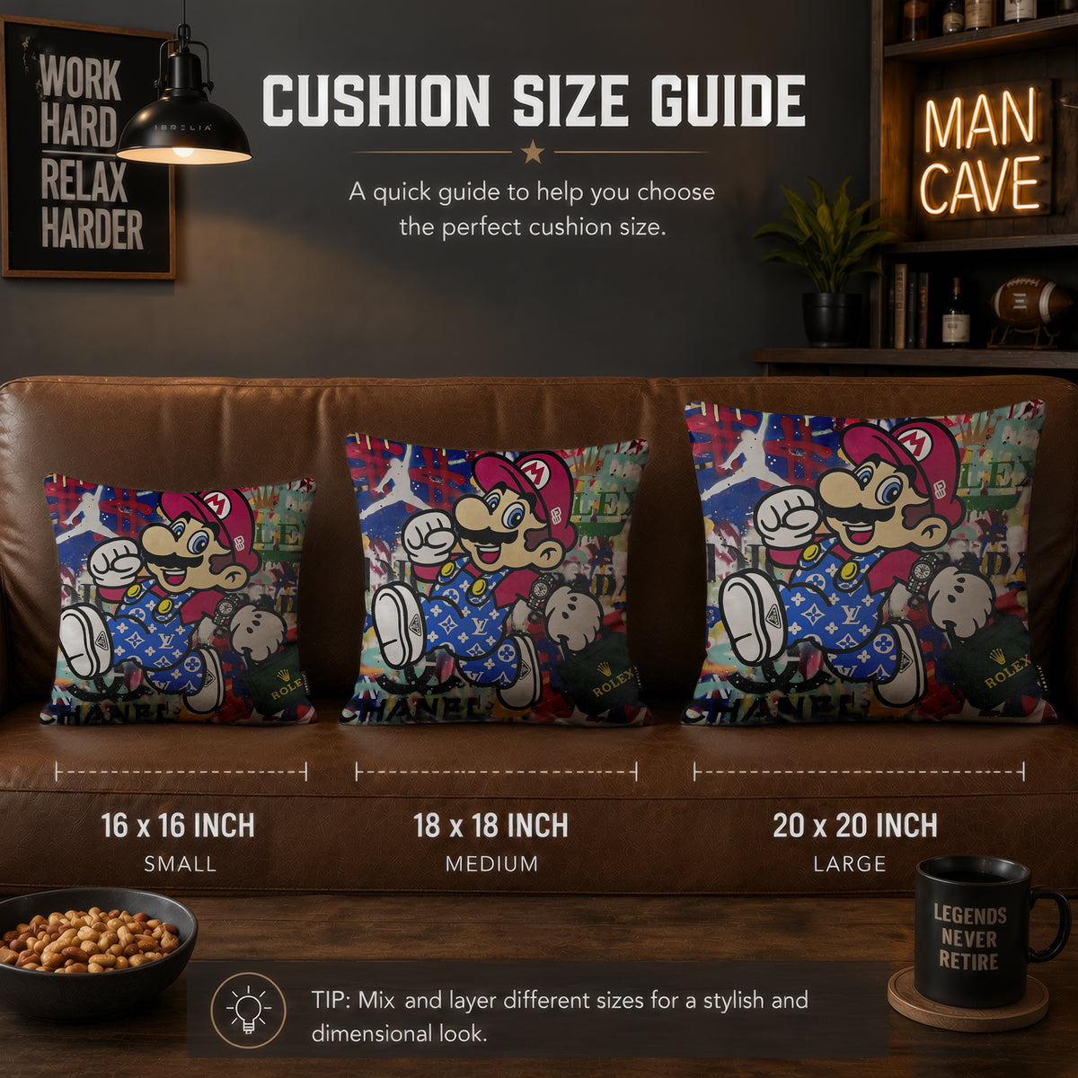 Super Mario Luxury Shopping Pop Art Cushion | Premium Velvet Suede | Double-Sided Print