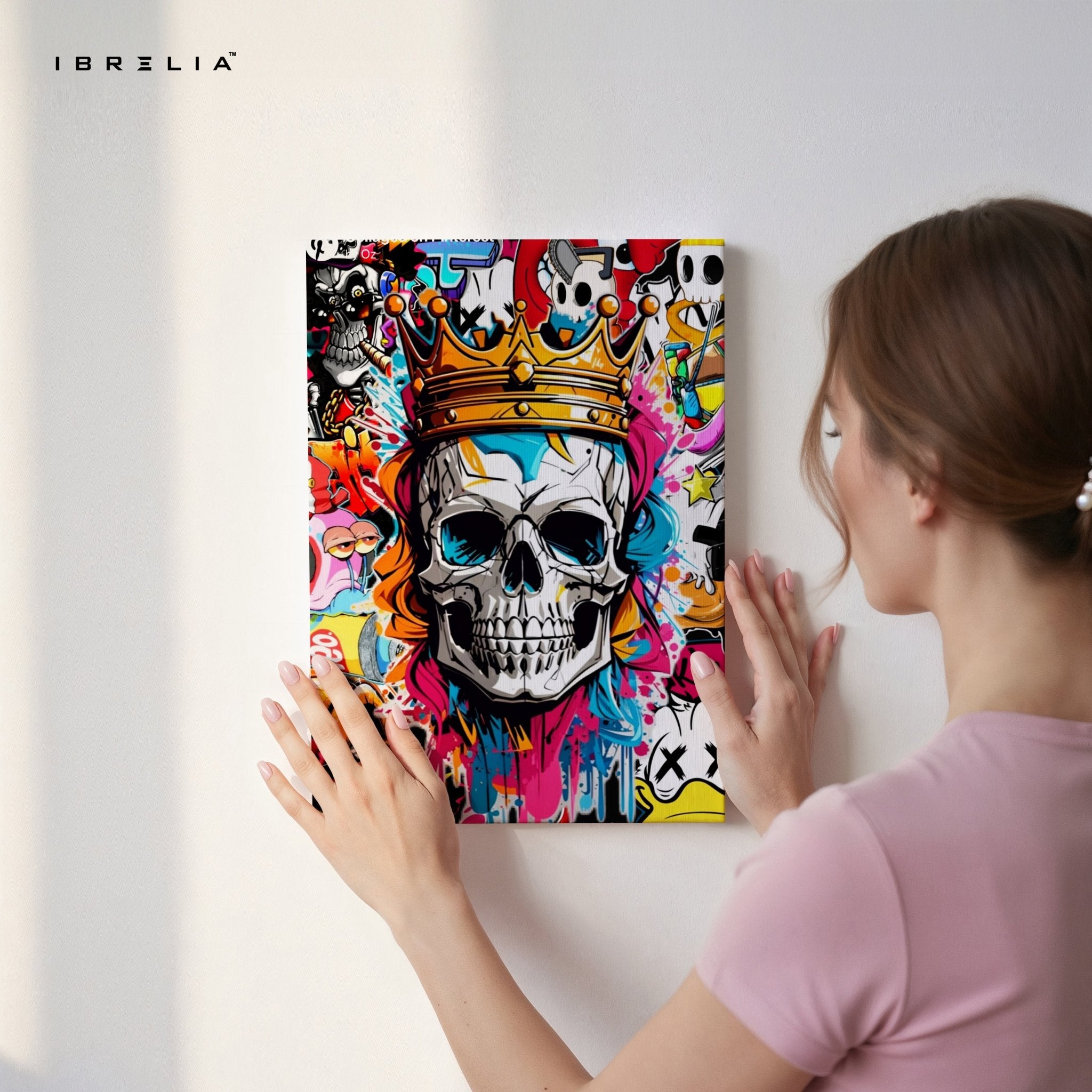 Crowned Skull Graffiti Wall Frame | 4K Ultra Wrap Frame Wall Art in Pakistan | IBRELIA™