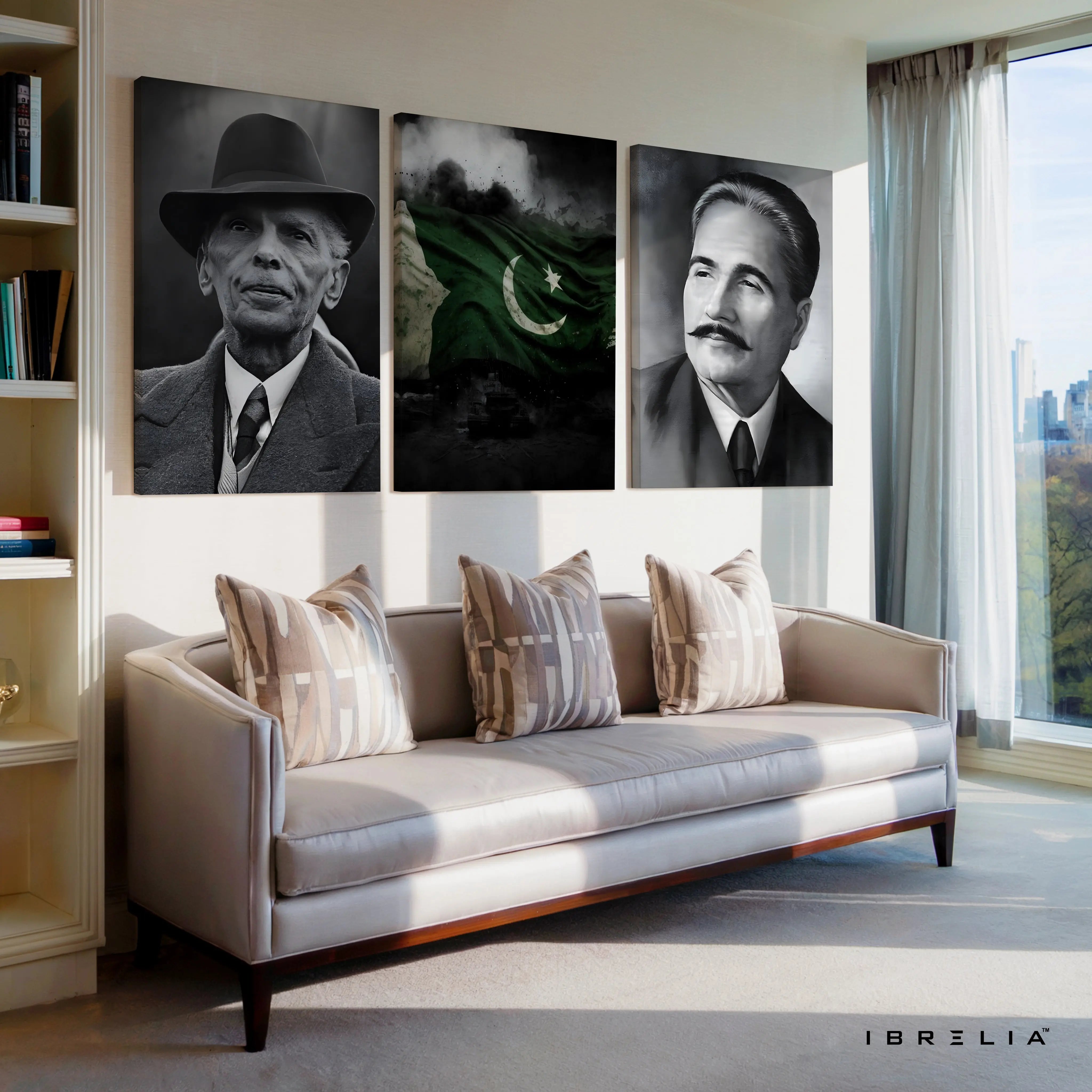 Pakistan Founding Legends 3 Panel 4K Ultra HD Wall Art in Pakistan | IBRELIA™ IBRELIA